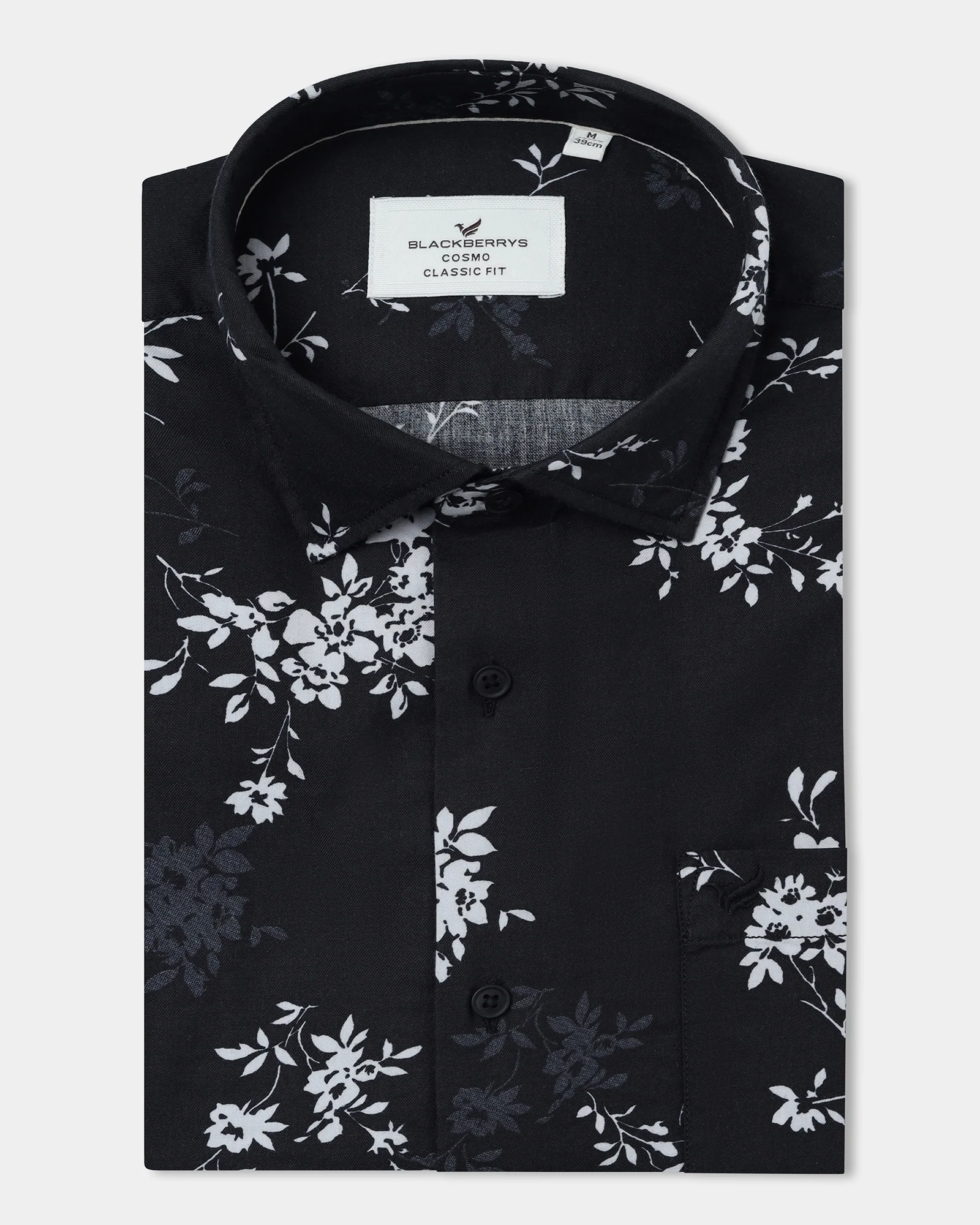 Black Half Sleeve Printed Shirt - Hobson - Image 5