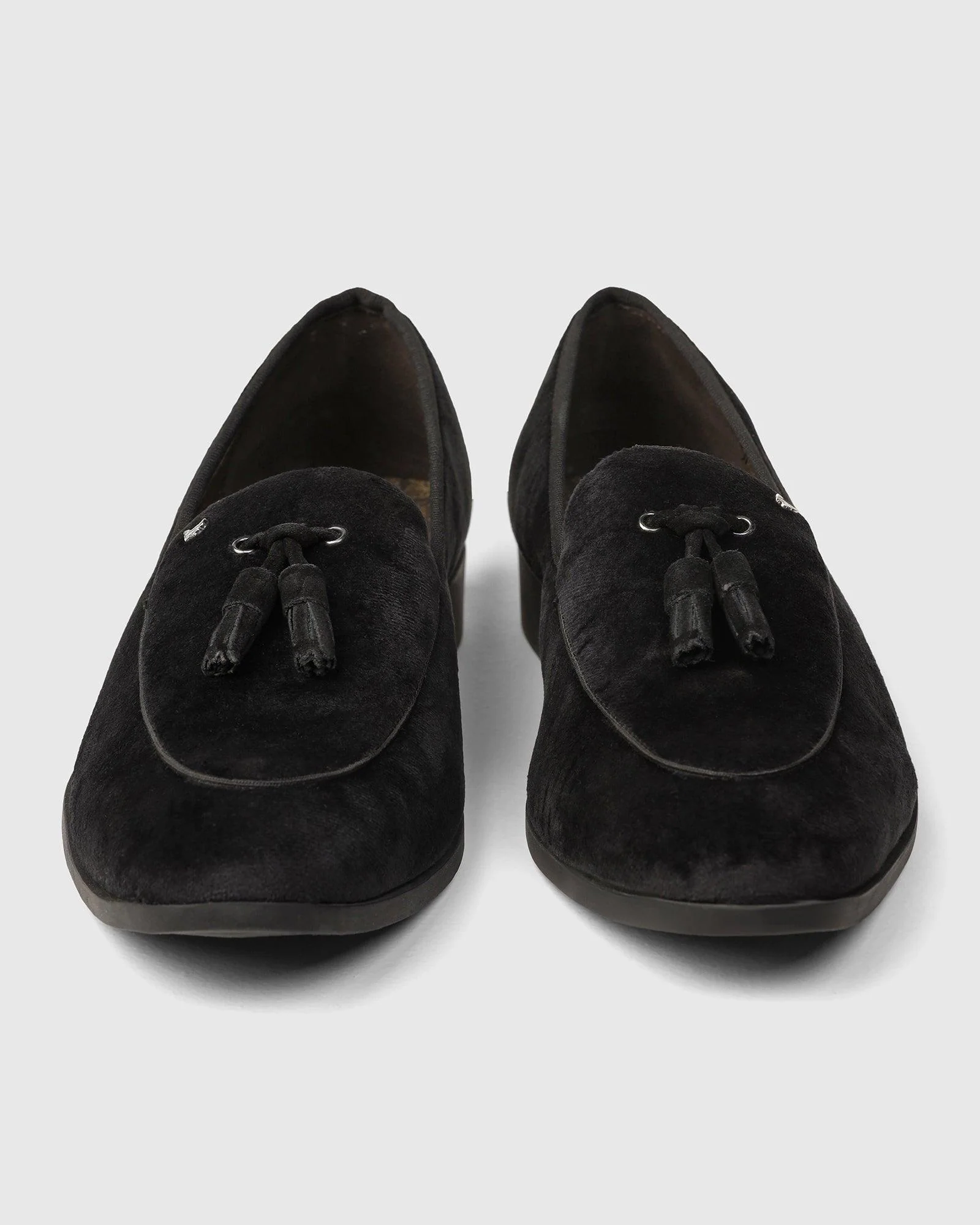 Velvet Black Textured Slip On Shoes - Mrinal - Image 6