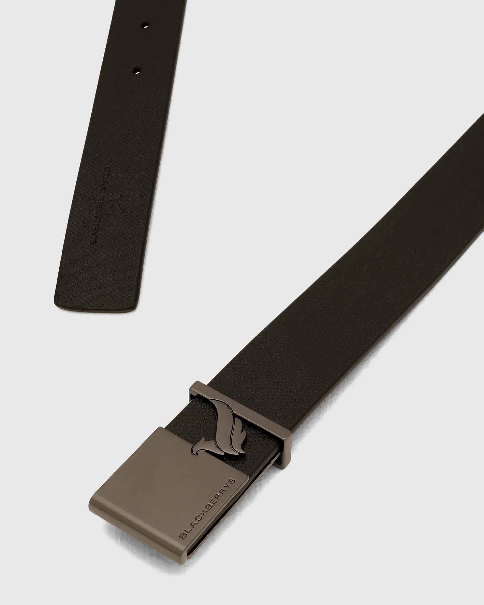 Leather Black Solid Belt - White - Image 2