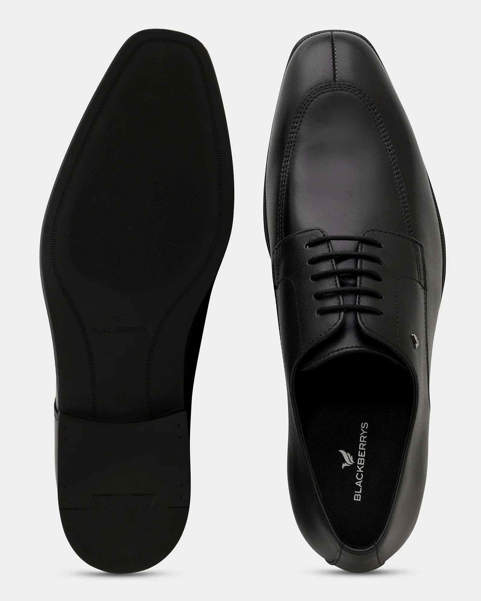 Black Solid Derby Shoes - Vachel - Image 2