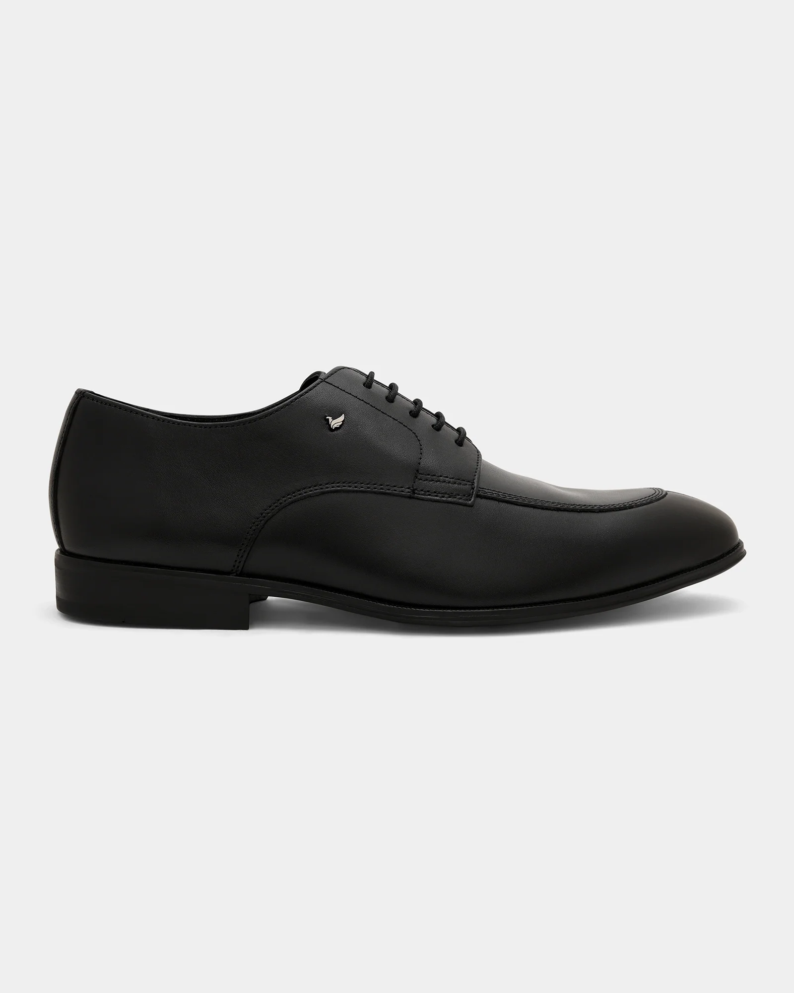 Black Solid Derby Shoes - Vachel - Image 5