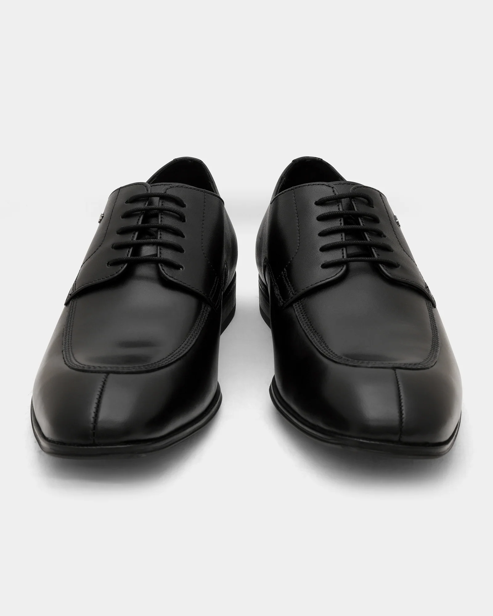 Black Solid Derby Shoes - Vachel - Image 6