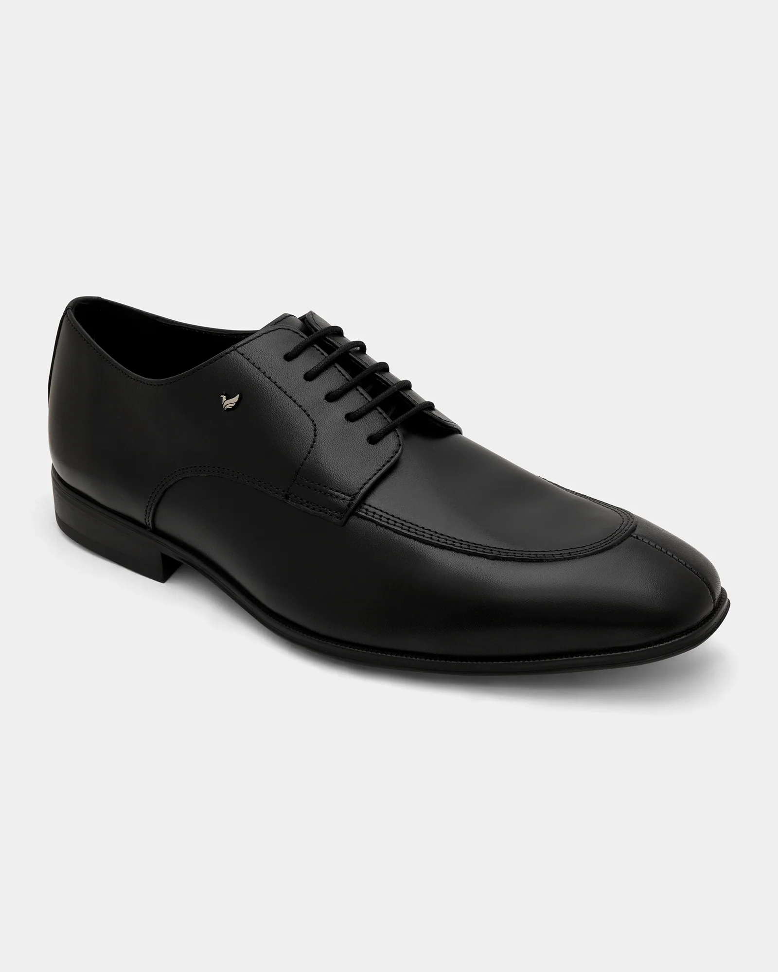 Black Solid Derby Shoes - Vachel - Image 7