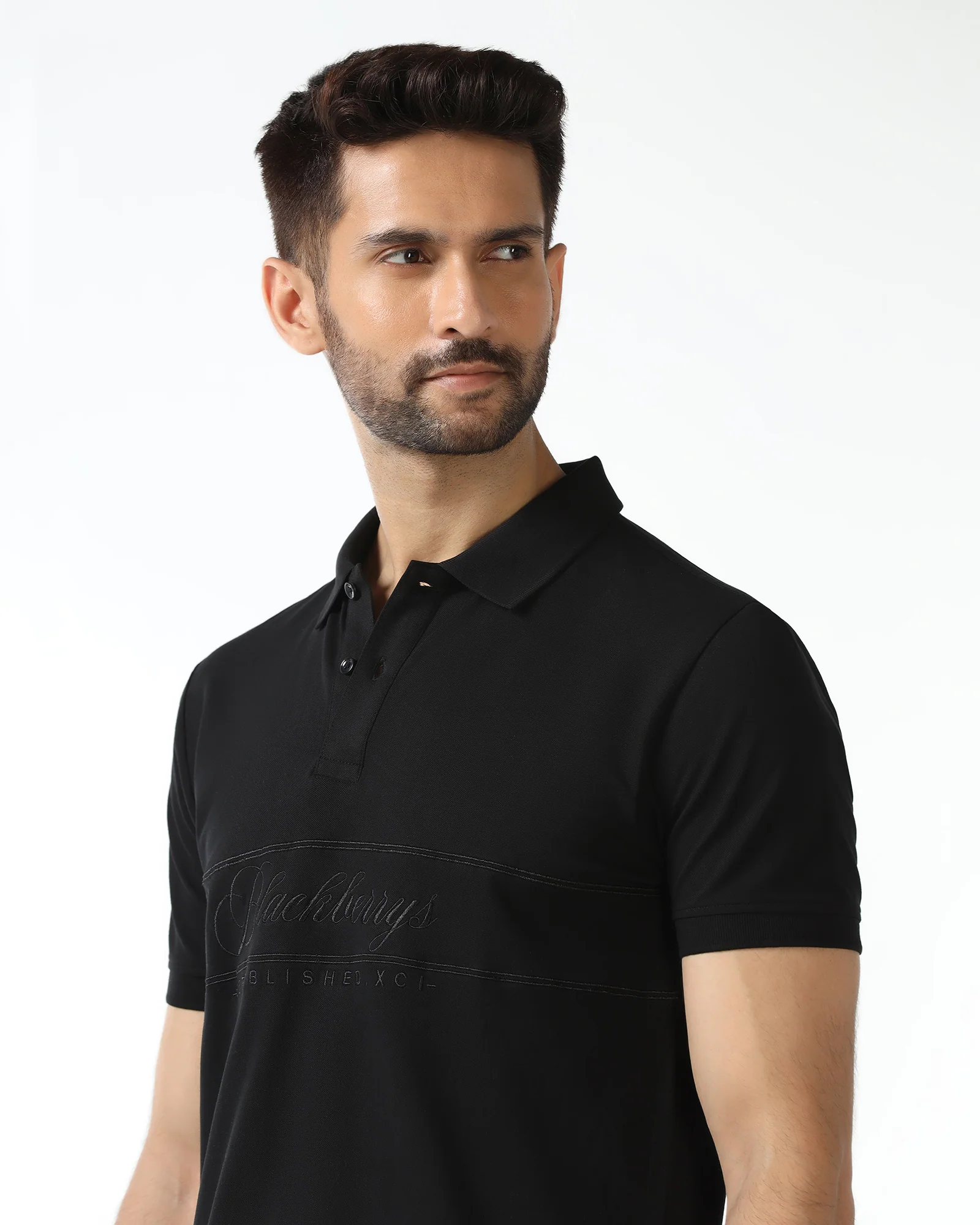 Black Solid Polo - Grand - Image 4