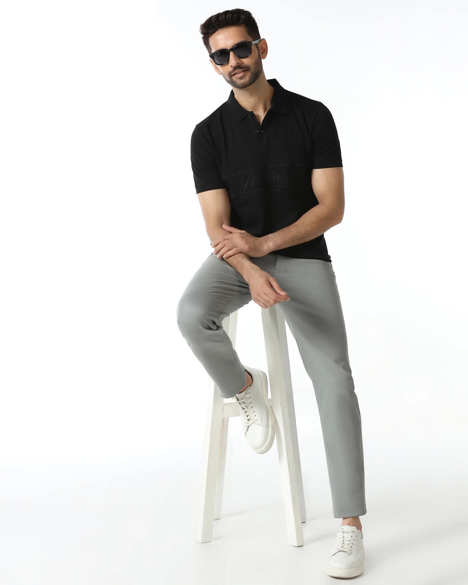 Black Solid Polo - Grand - Image 7