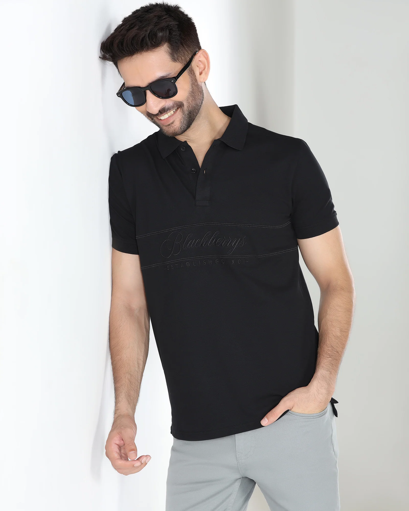 Black Solid Polo - Grand - Image 8