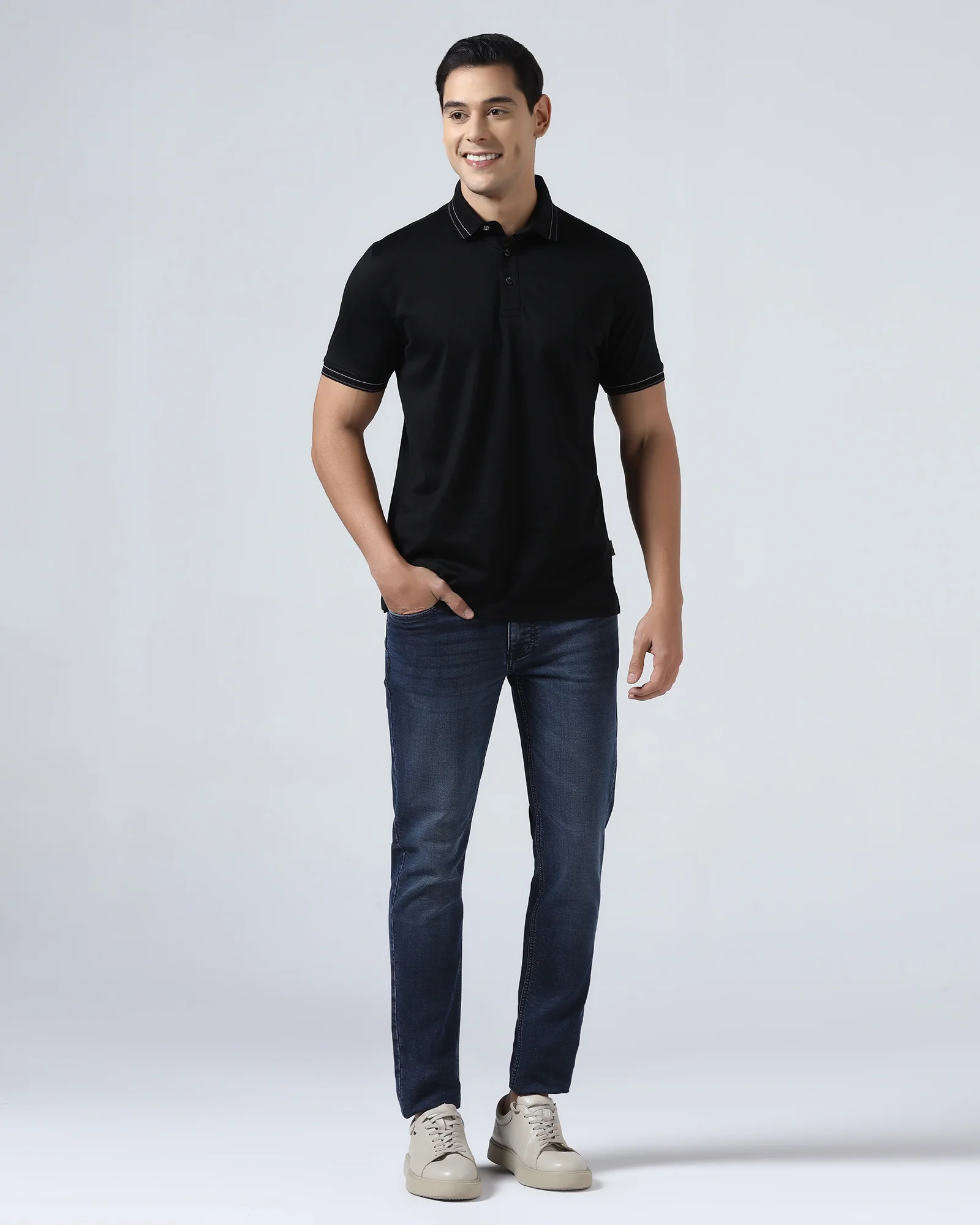Black Solid Polo - Ram - Image 3