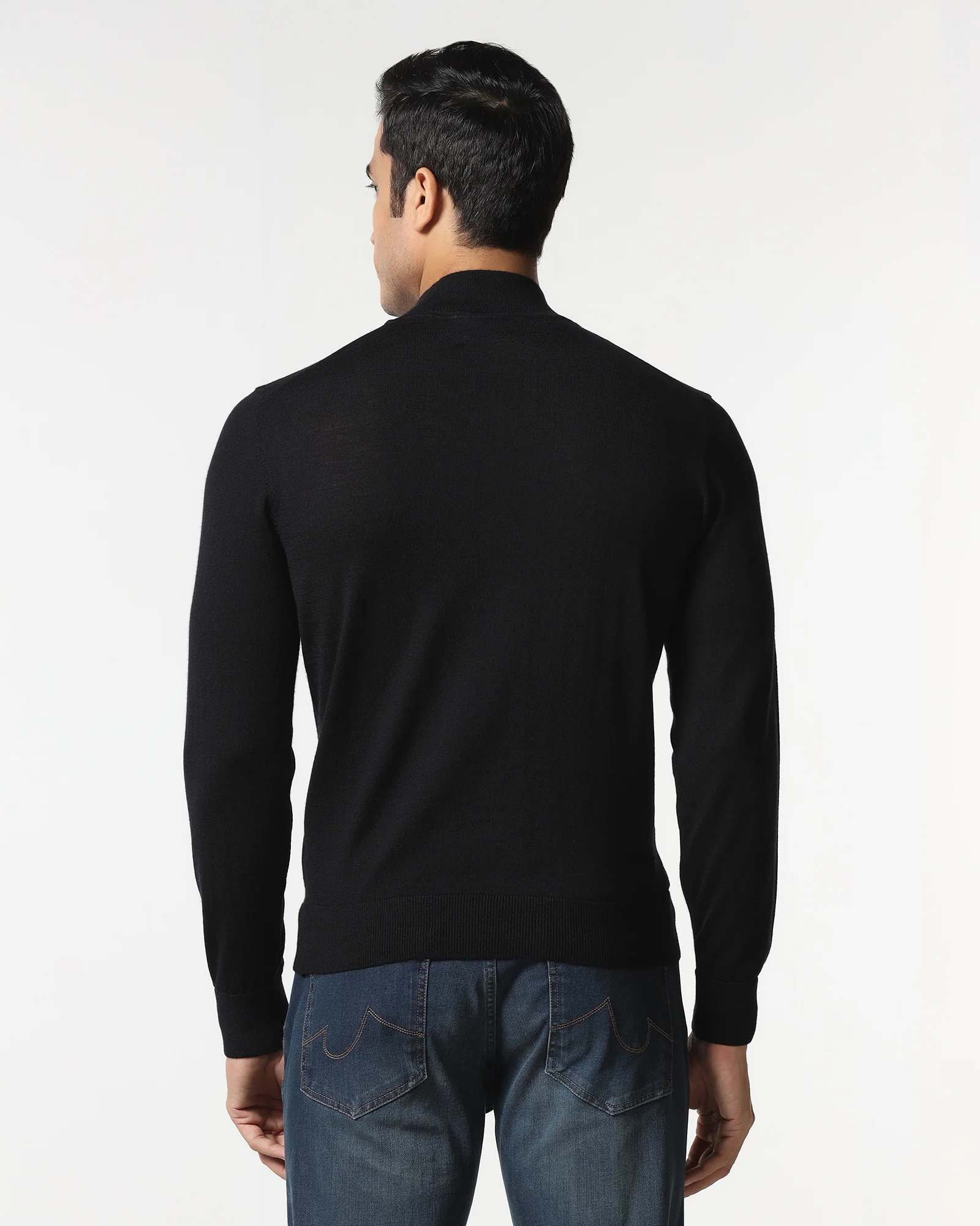 Black High Neck Solid Sweater - Jester - Image 2