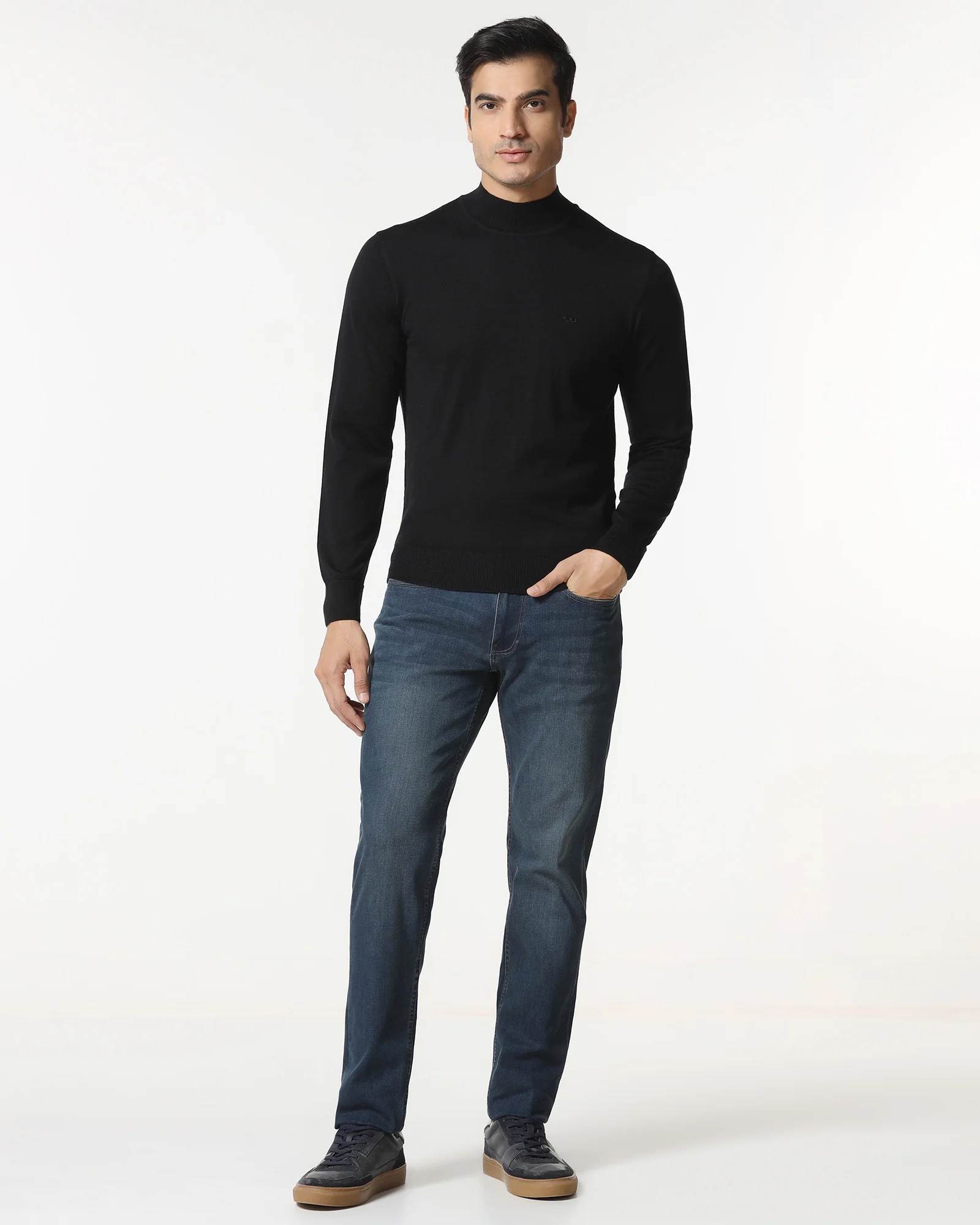 Black High Neck Solid Sweater - Jester - Image 3