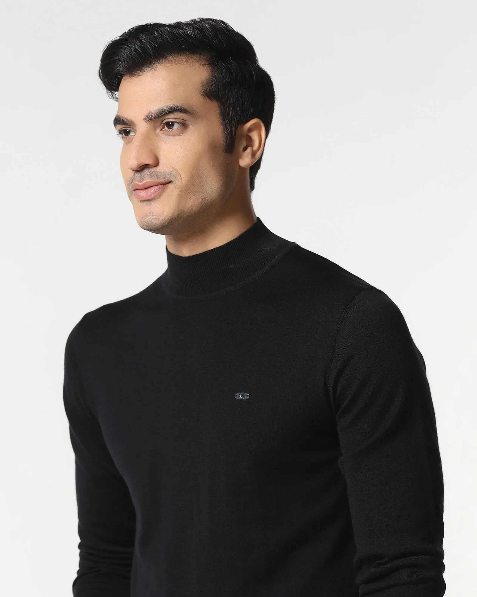 Black High Neck Solid Sweater - Jester - Image 4