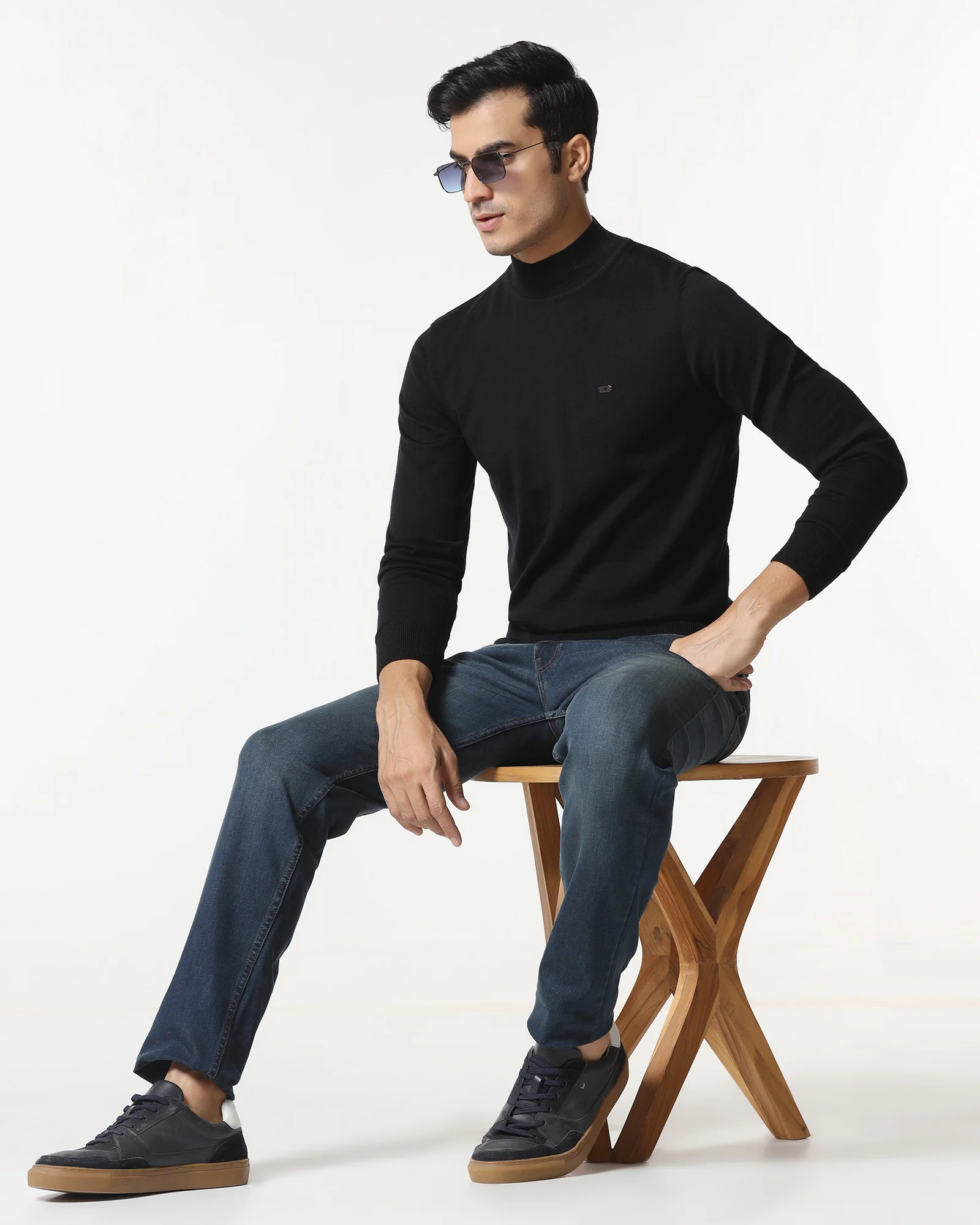 Black High Neck Solid Sweater - Jester - Image 5