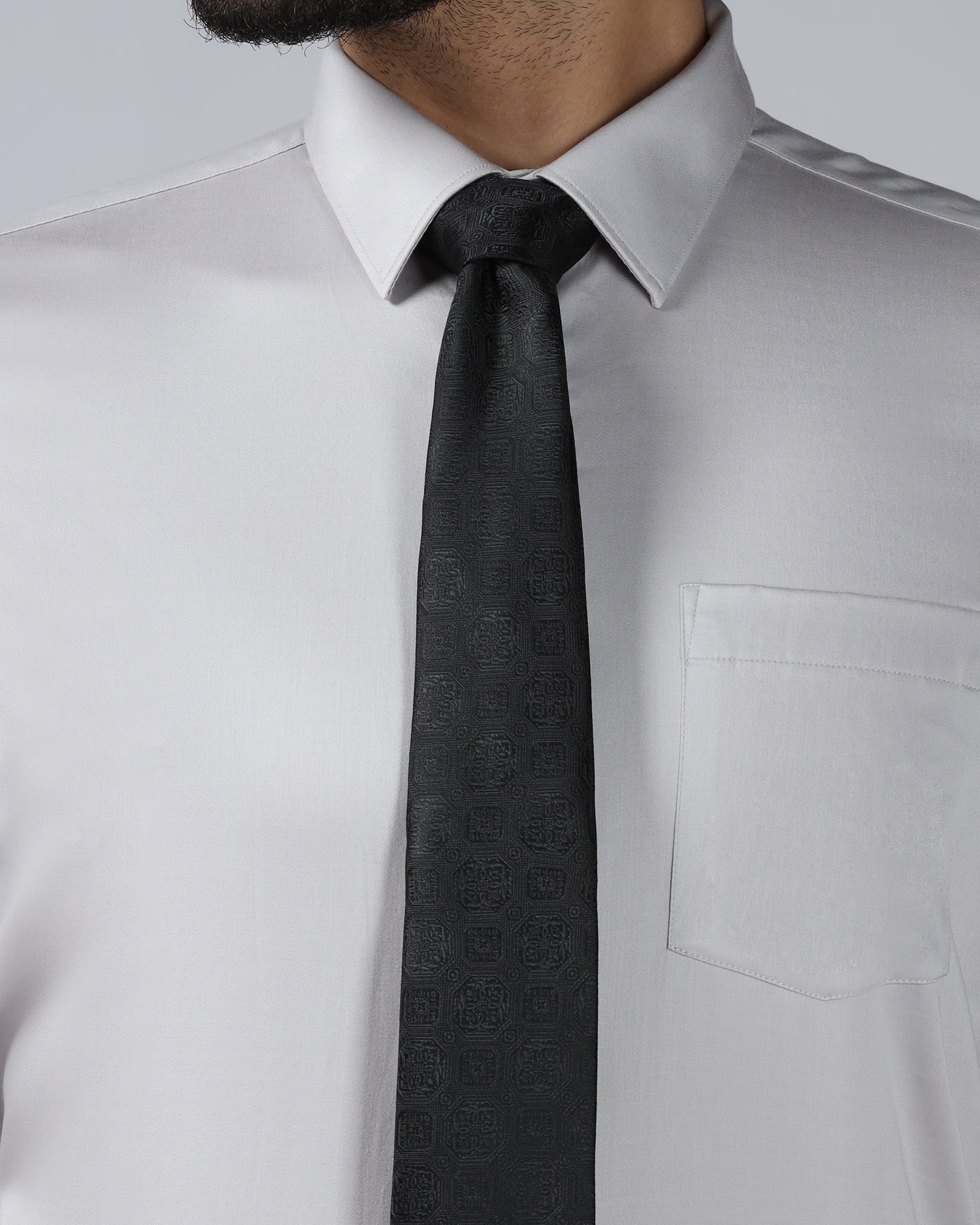 Black Silk Jacquard Tie - Willibald - Image 3