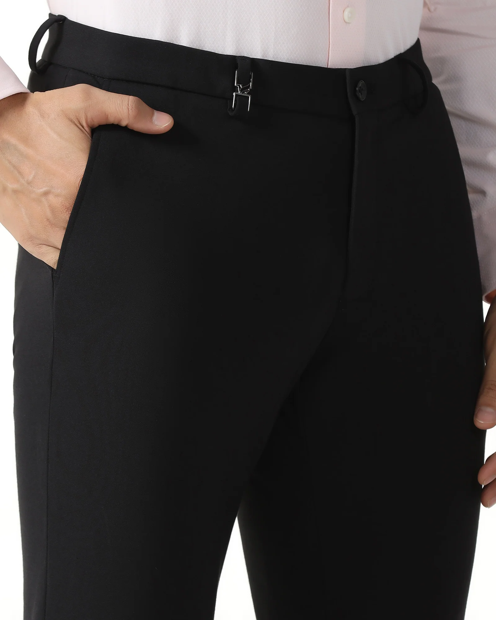 Black Solid Trouser - Black-265 - Image 4