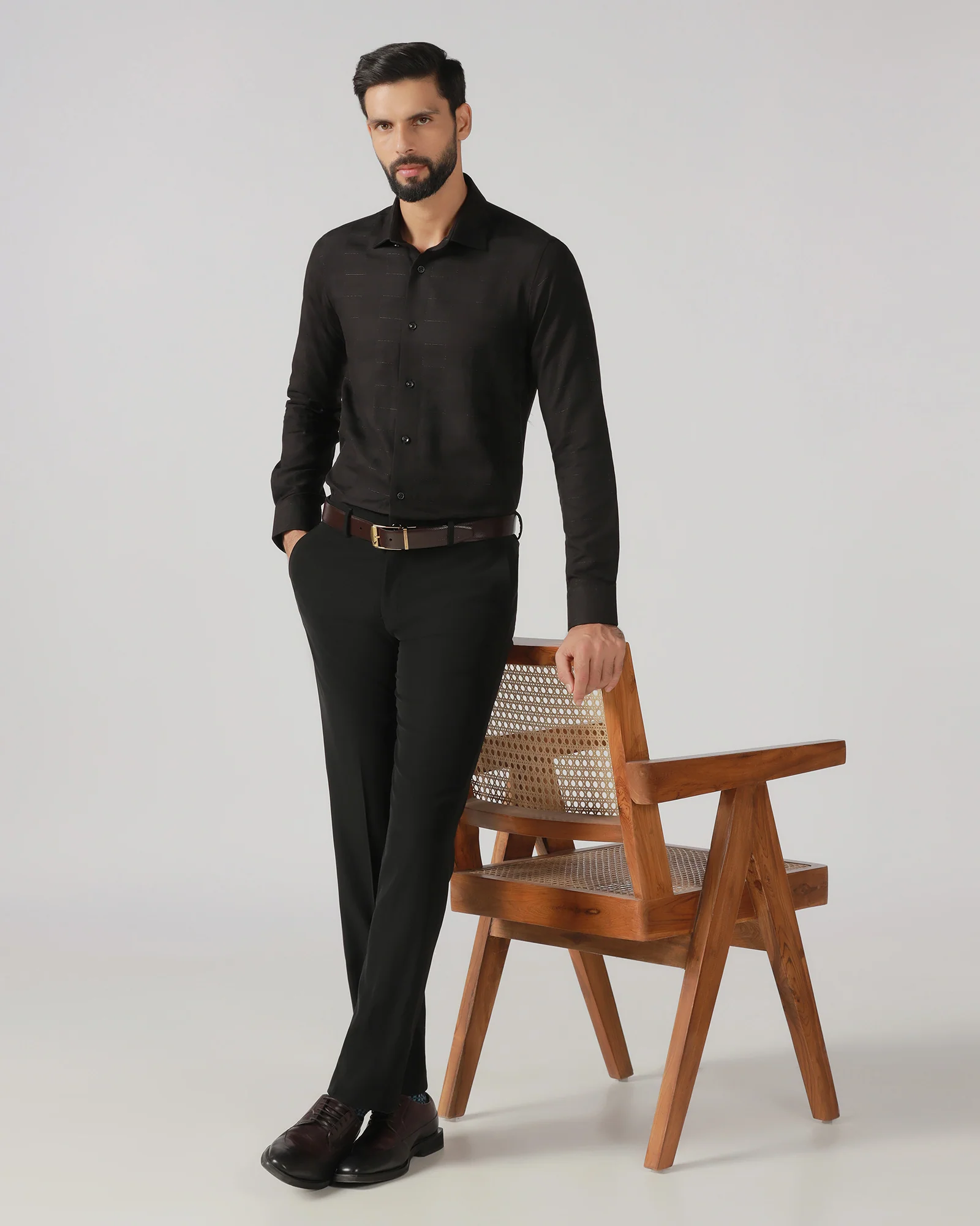 Black Solid Trouser - Black-268 - Image 5