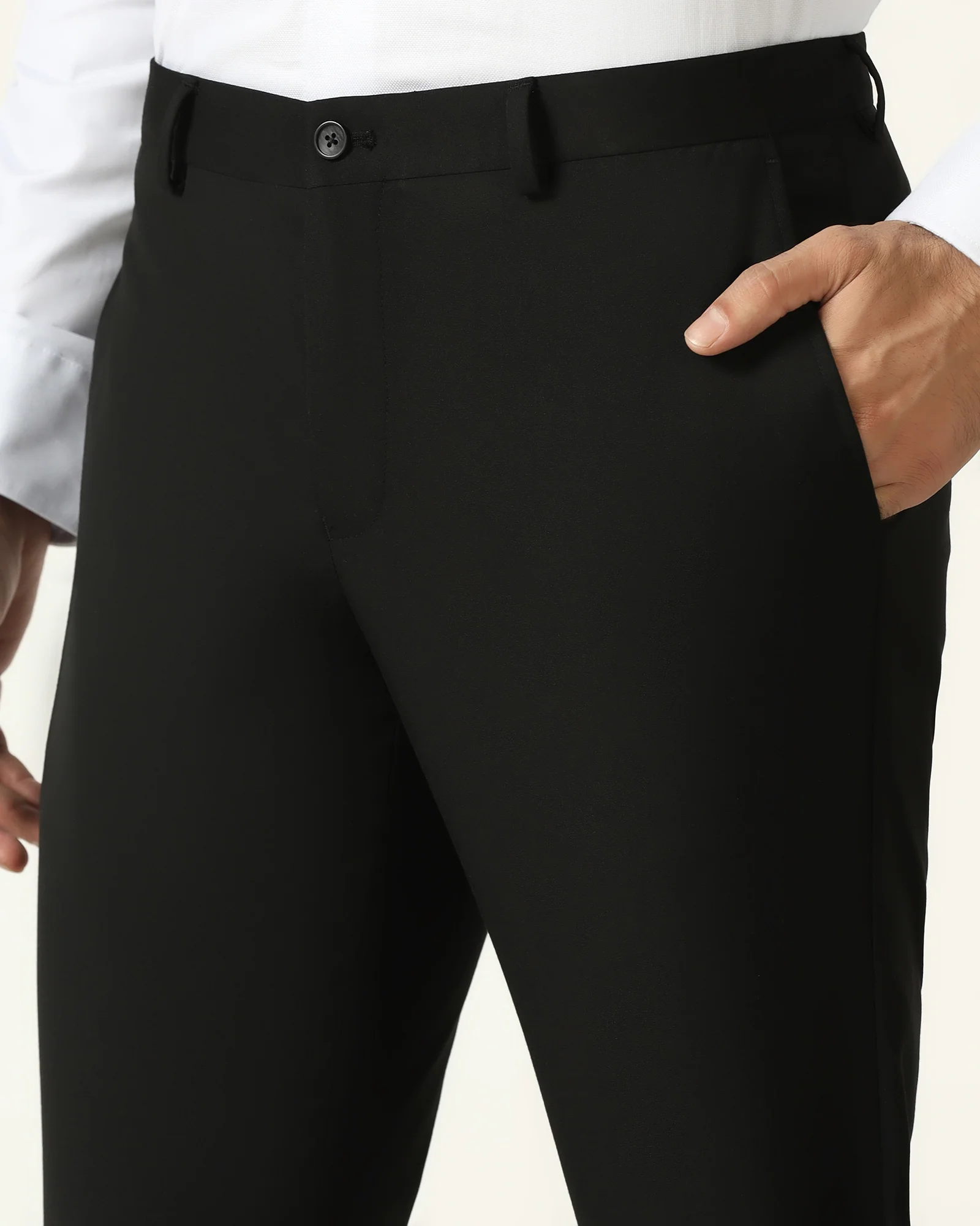 Black Solid Trouser - Malone - Image 4