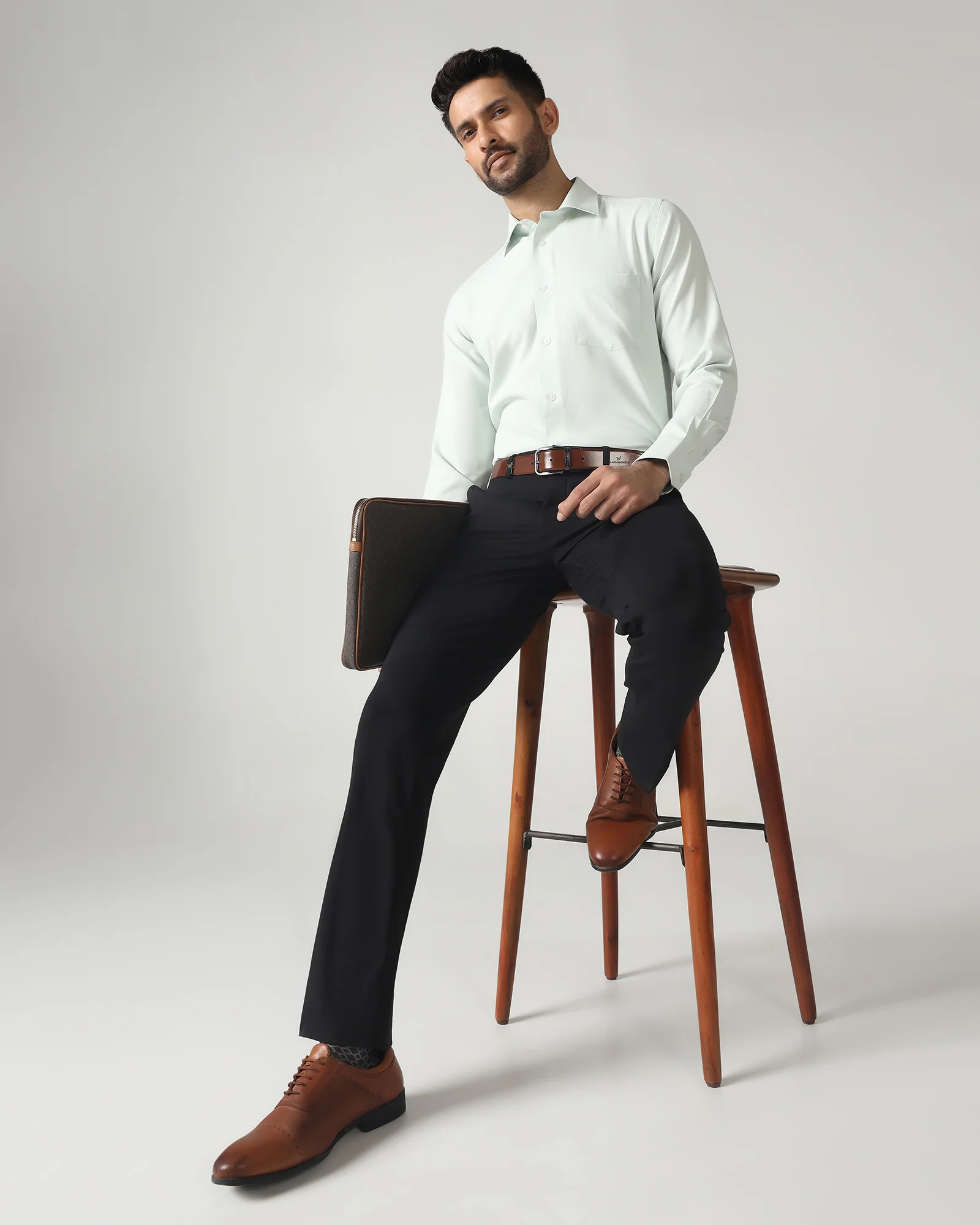 Black Solid Trouser - Oak - Image 7