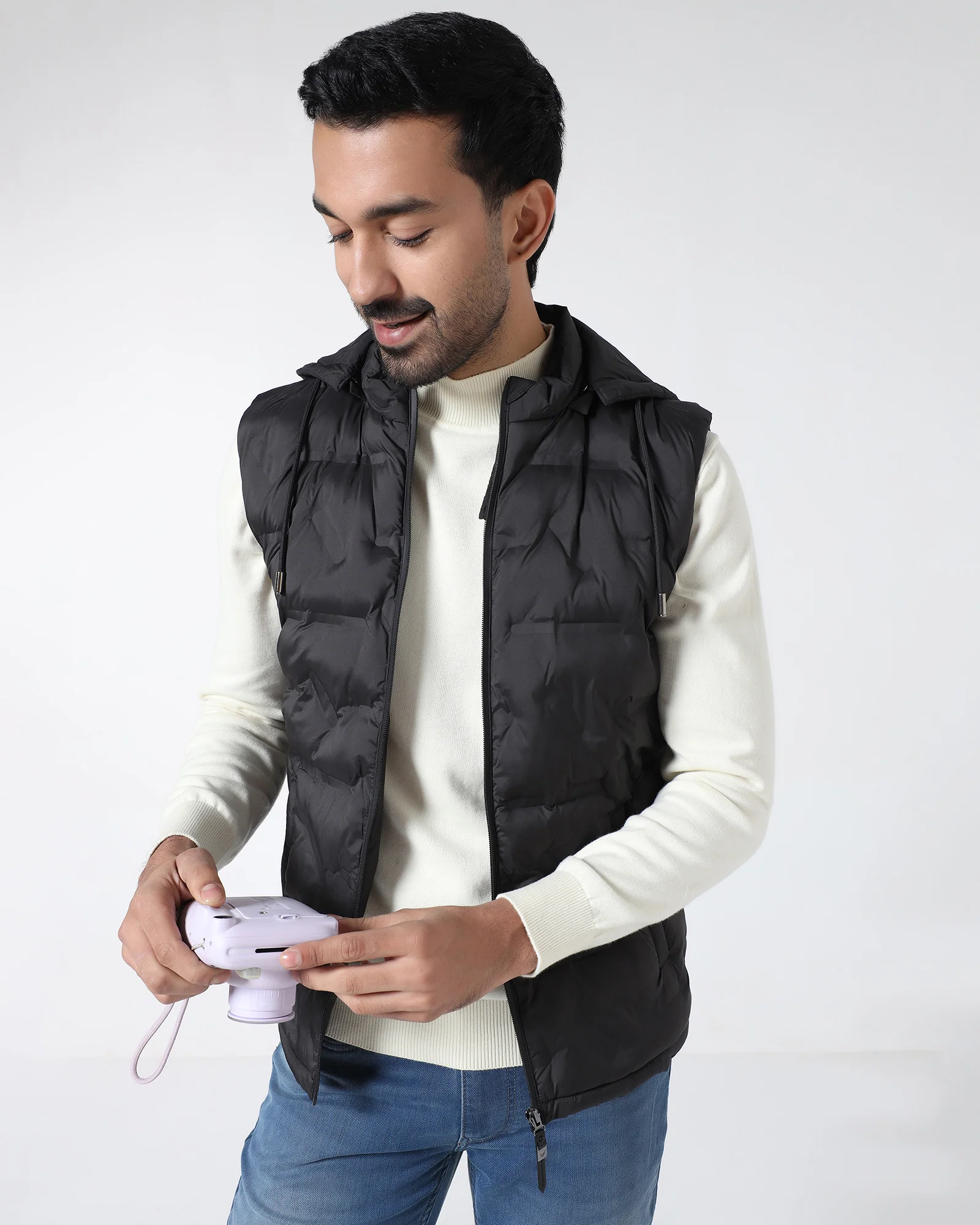 Black Solid Zipper Jacket - Nebraska - Image 5