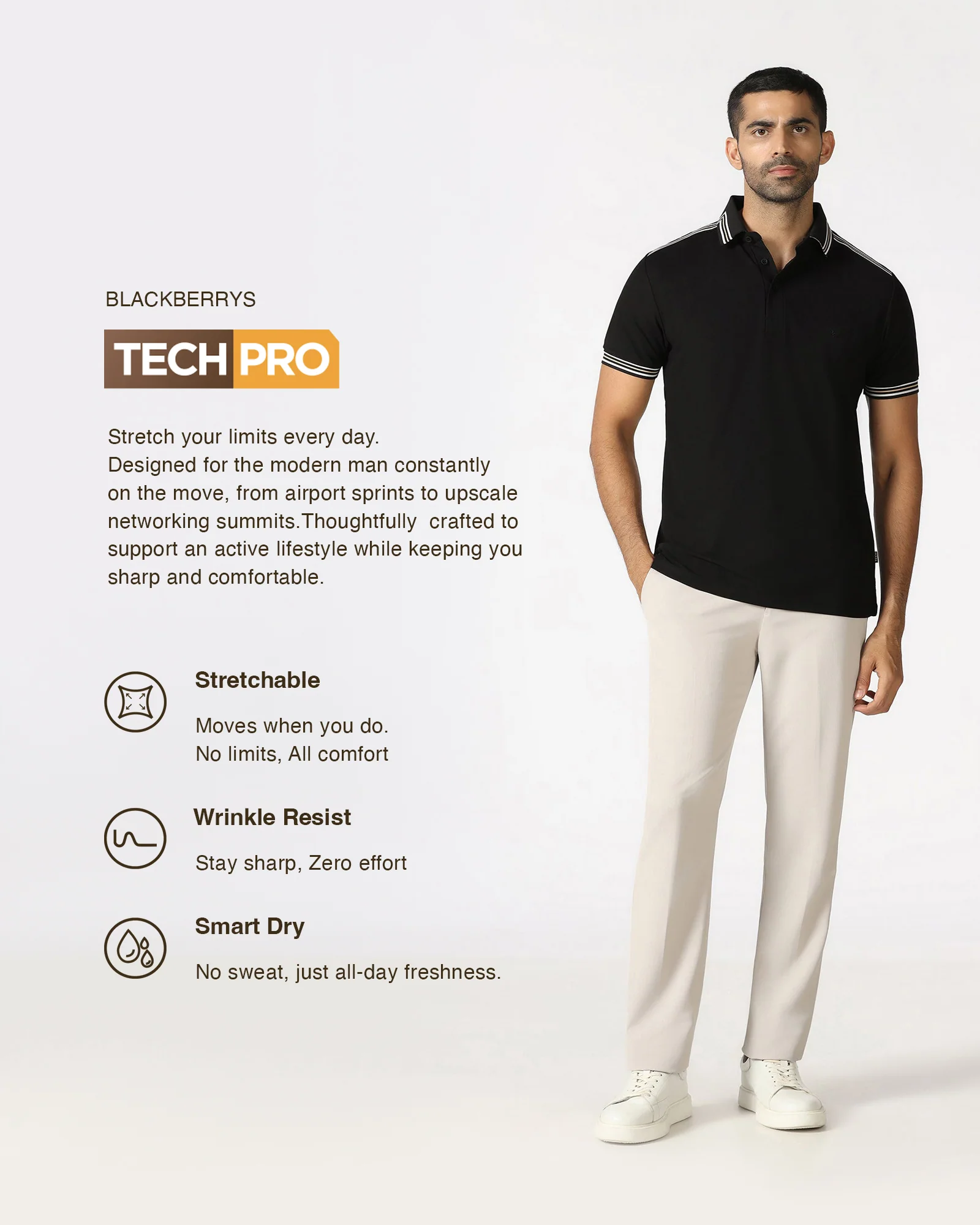 Black TechPro Solid Polo - Logan - Image 3