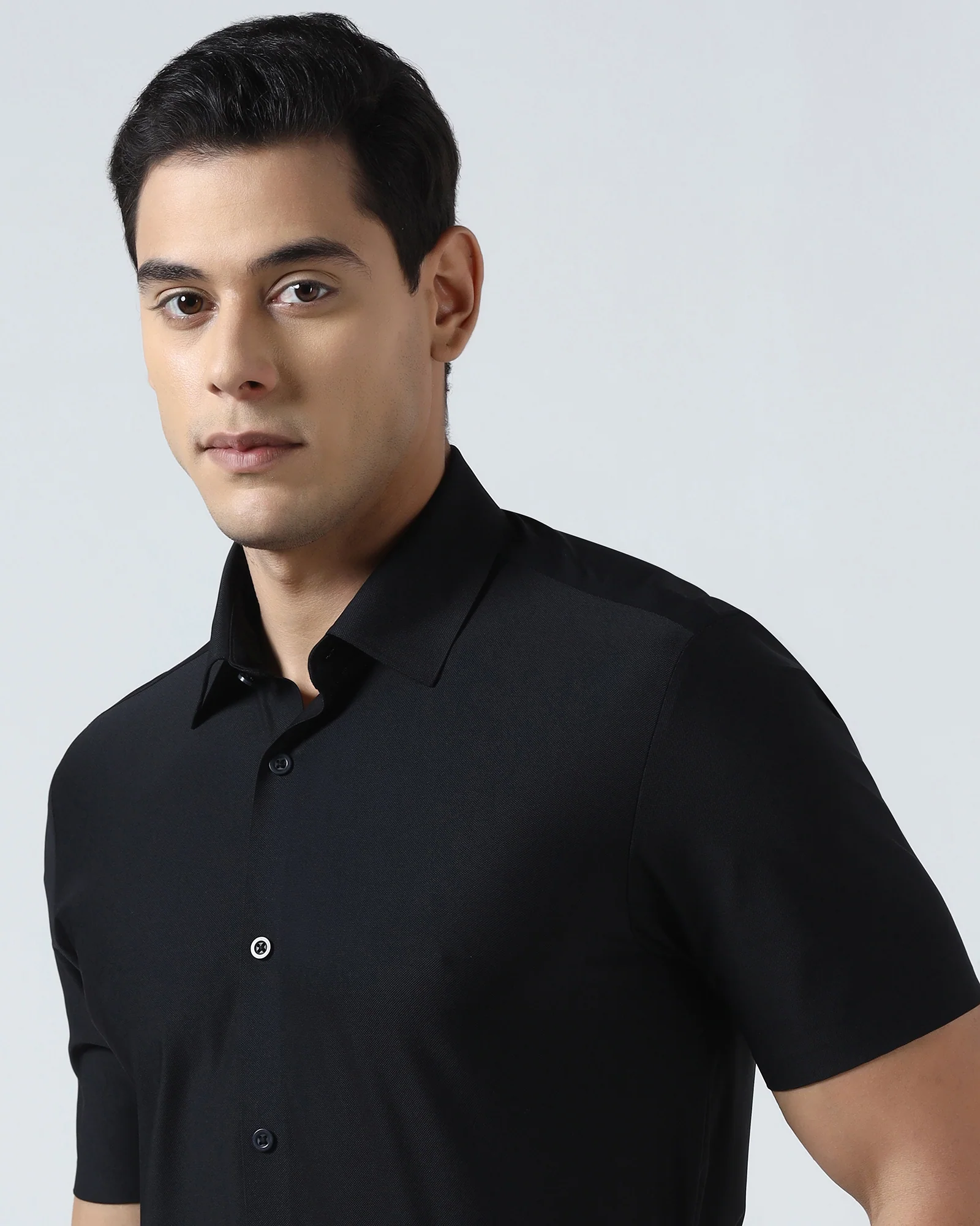Black Half Sleeve TechPro Solid Shirt - Kanon - Image 4
