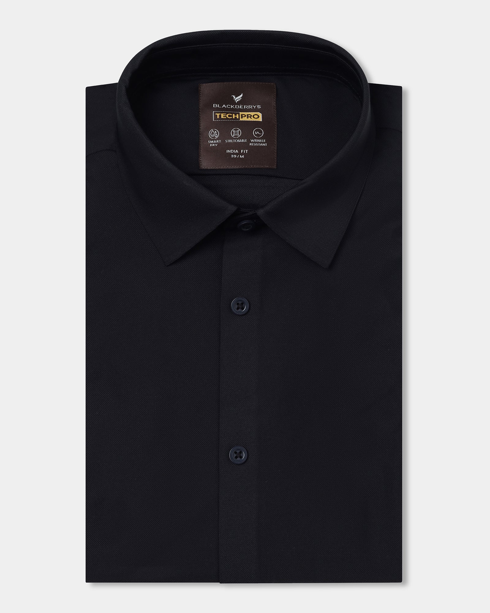 Black Half Sleeve TechPro Solid Shirt - Kanon - Image 5