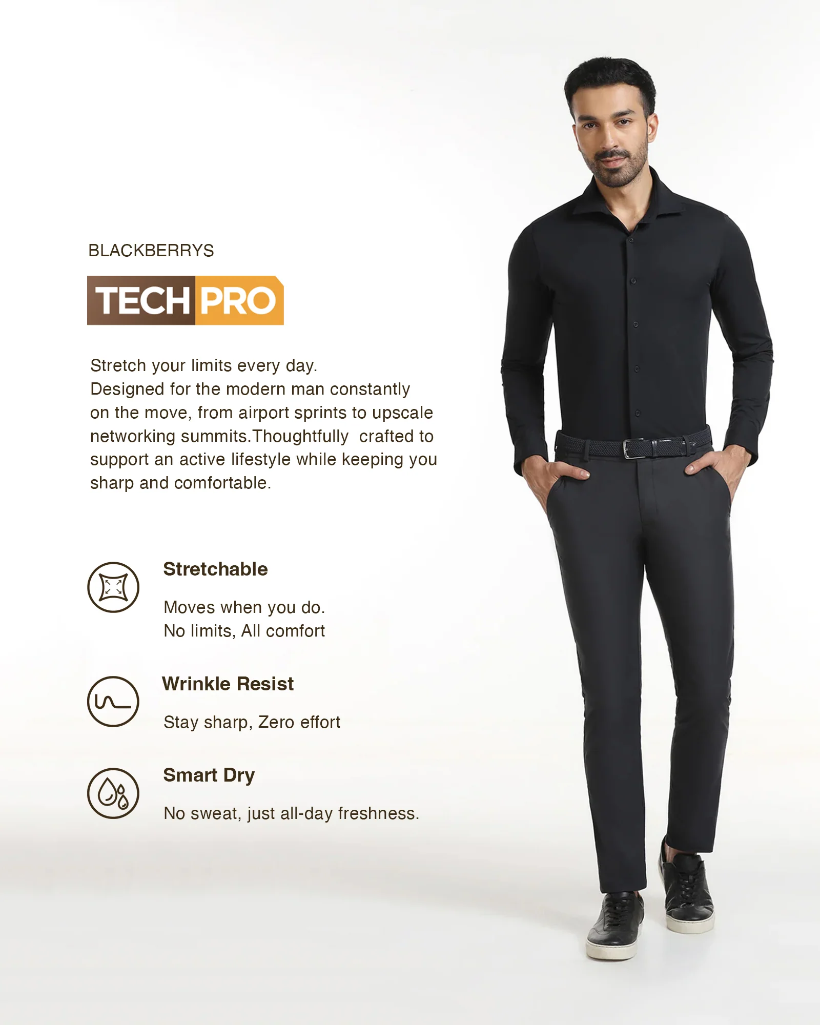 Black TechPro Textured Shirt - Genepy - Image 3