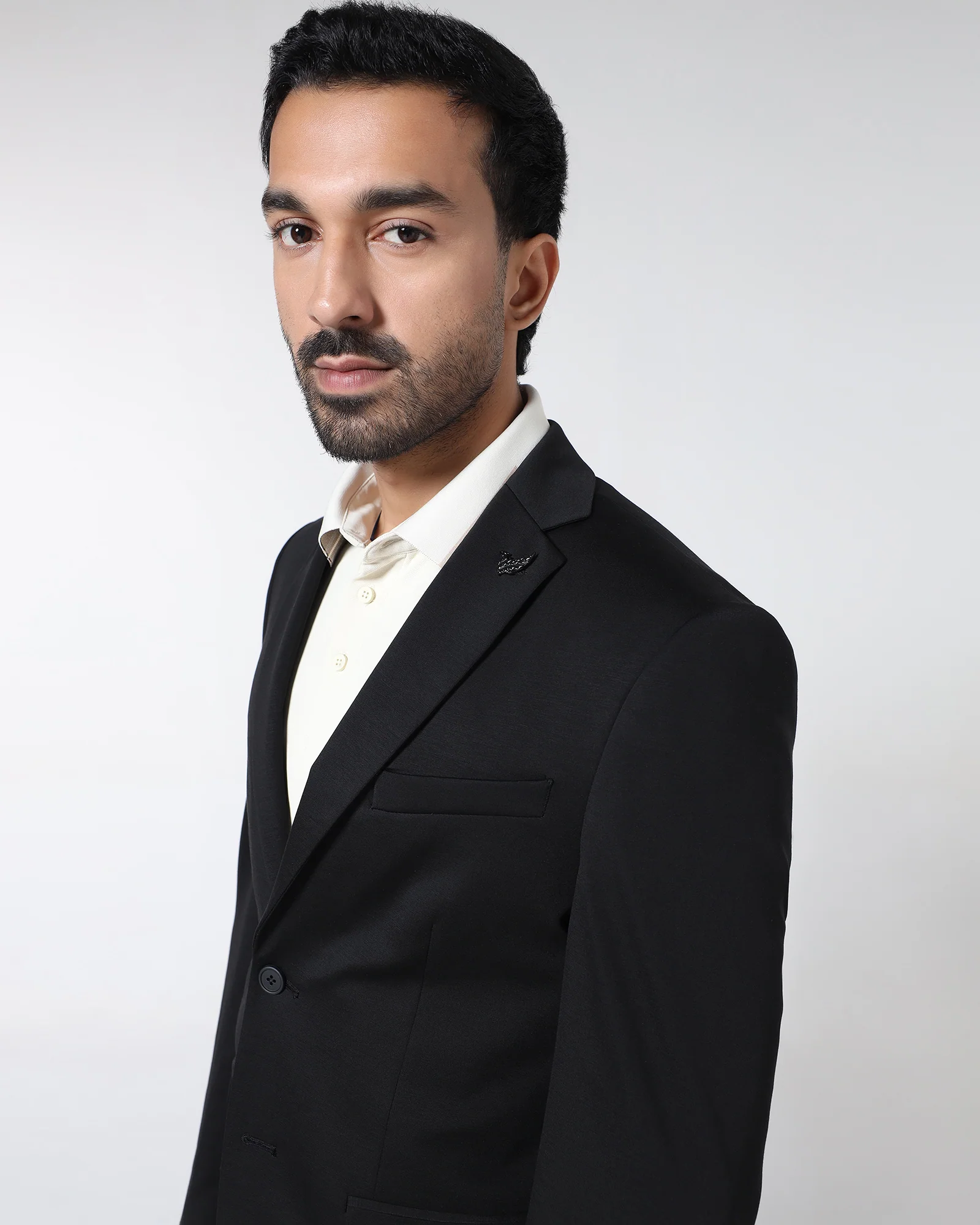 Black Techpro Two Piece Solid Suit - Delore - Image 4