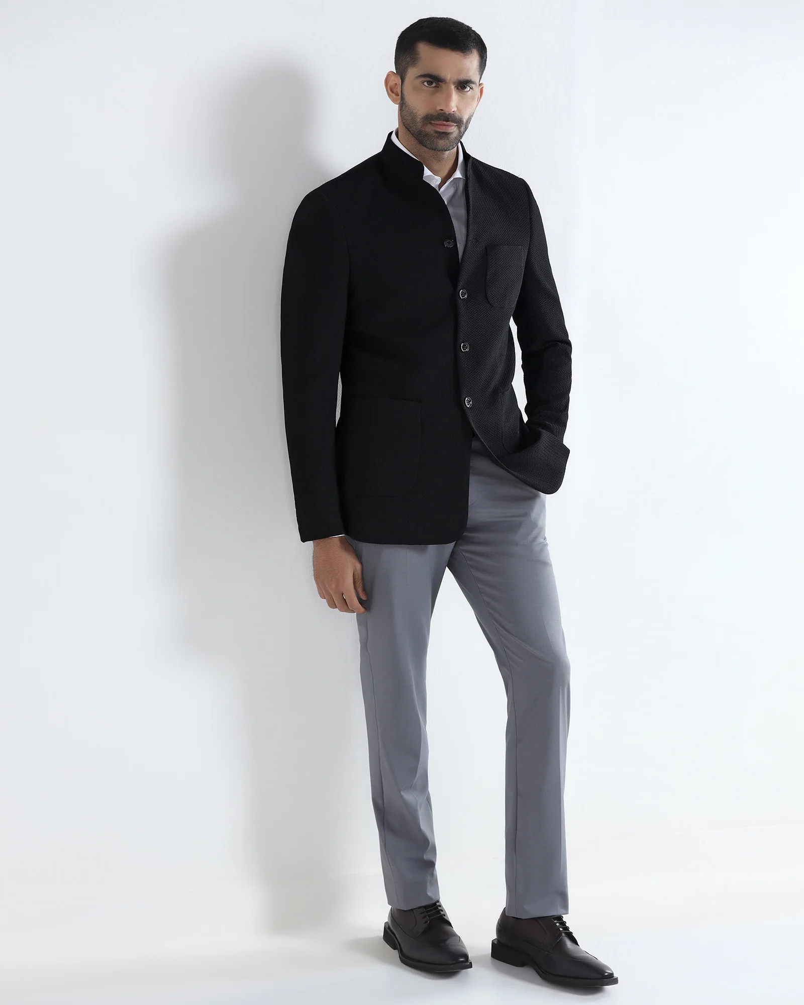 Black Textured Bandhgala - Theo - Image 6