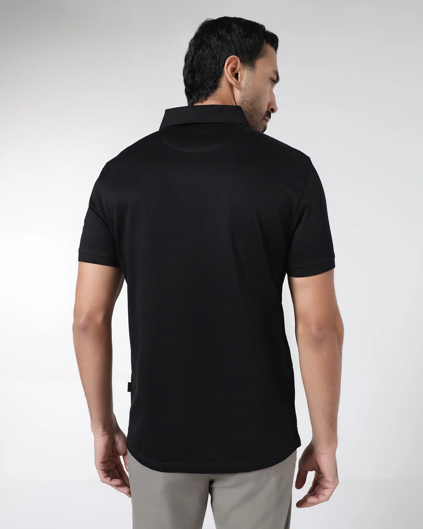 Black Textured Polo - Gama - Image 2