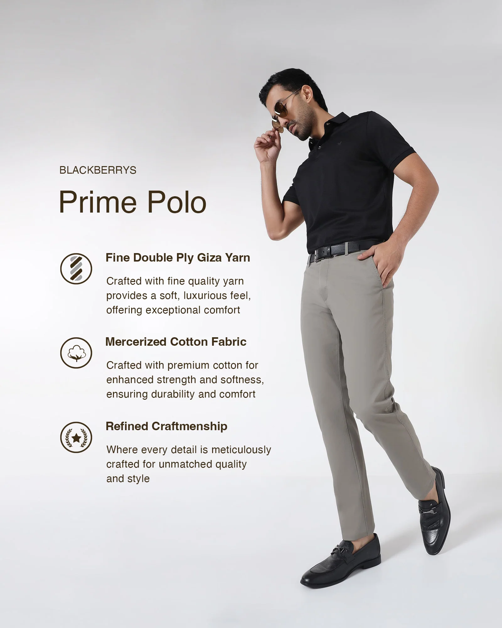 Black Textured Polo - Gama - Image 3