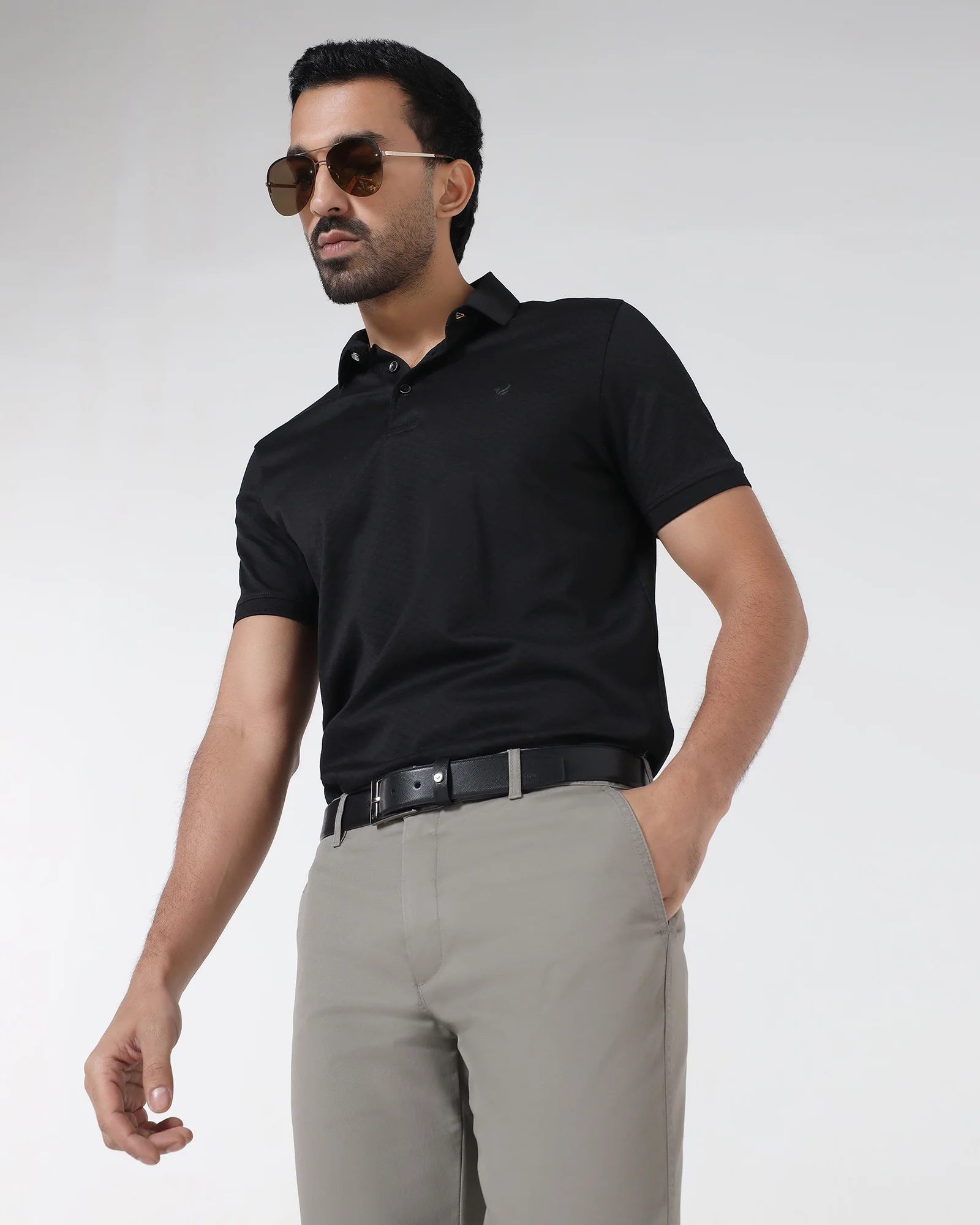 Black Textured Polo - Gama - Image 7