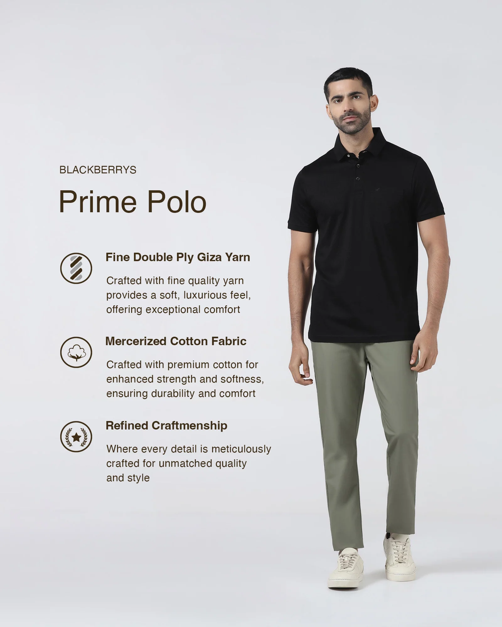 Black Textured Polo - Gama - Image 3