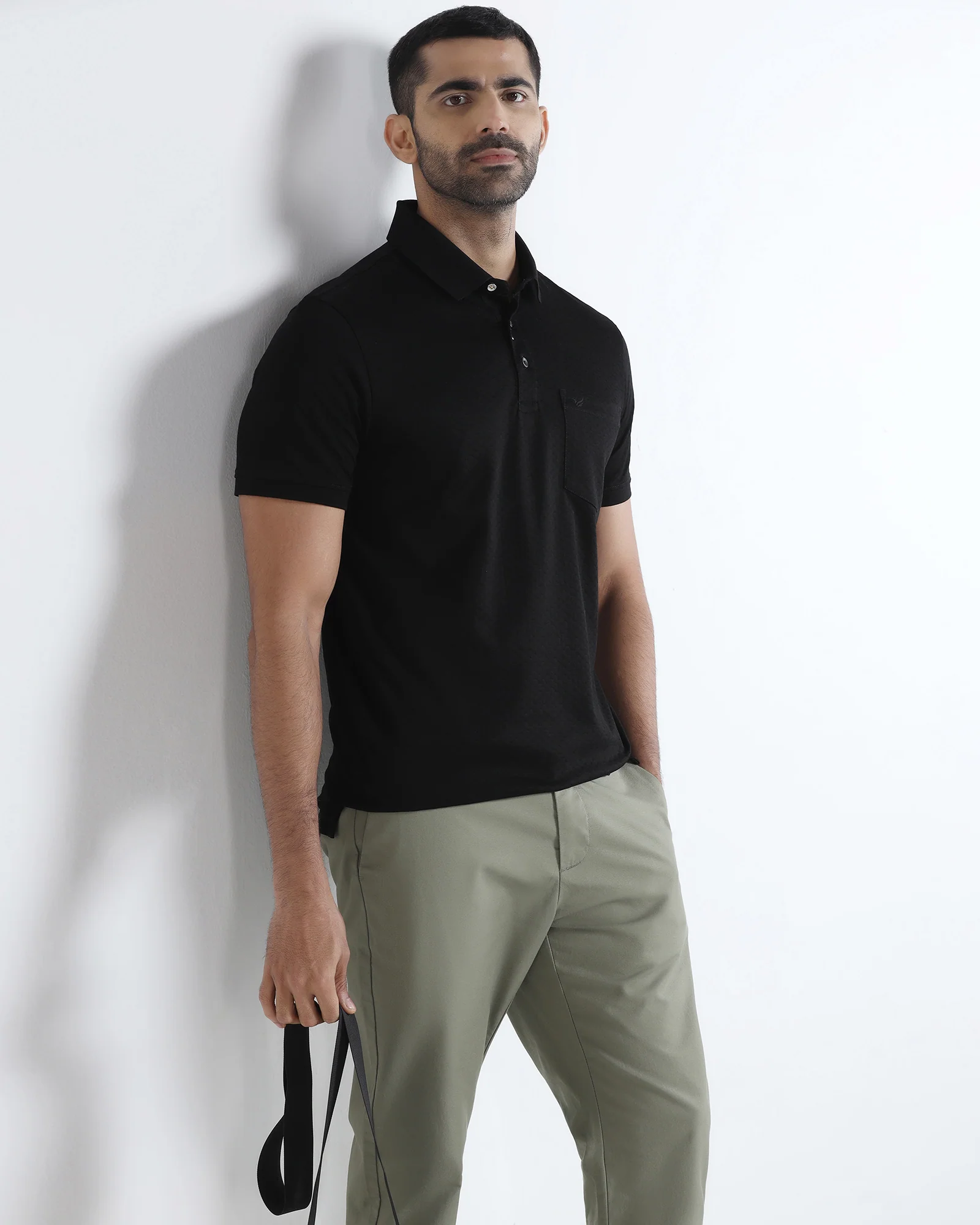 Black Textured Polo - Gama - Image 7