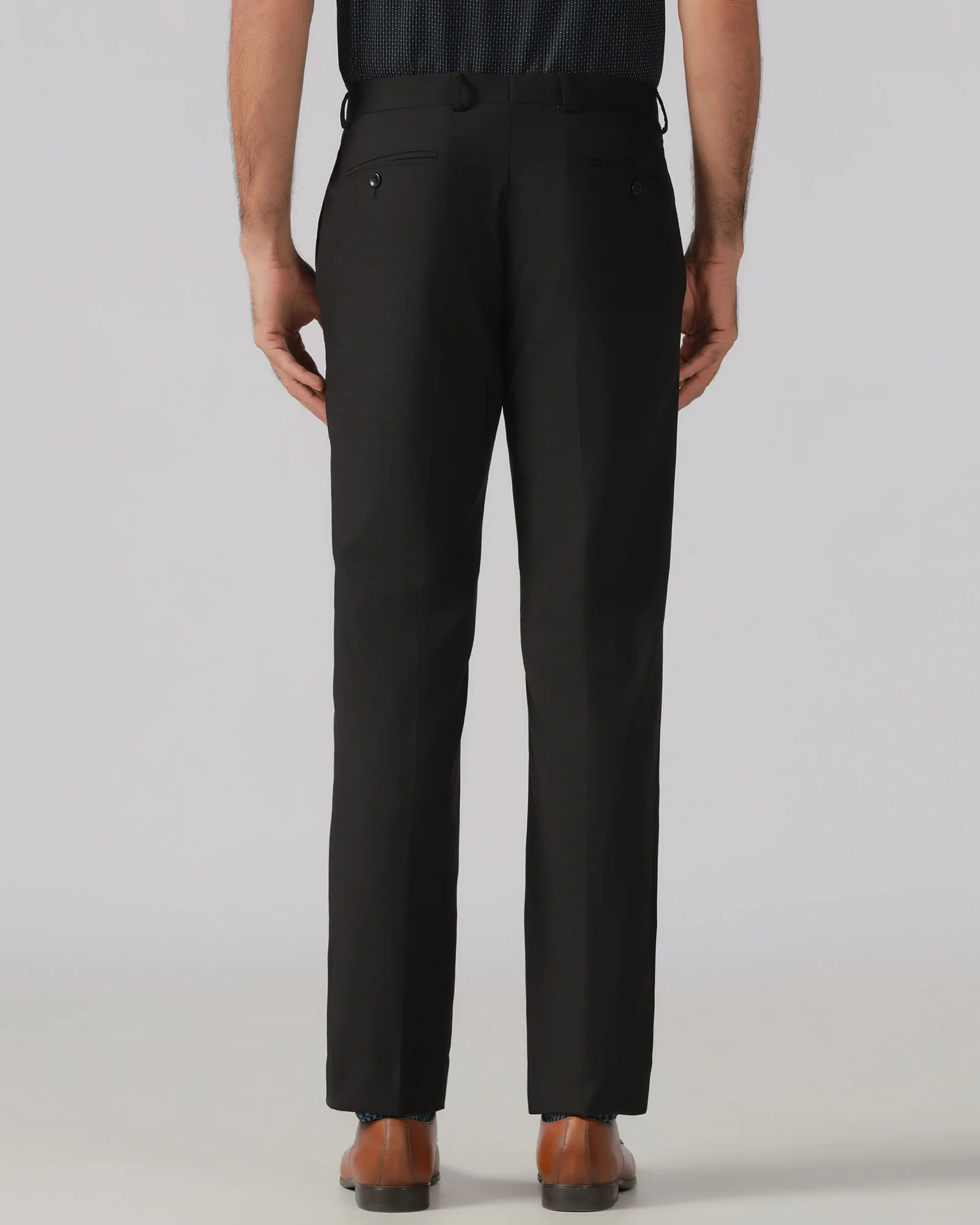 Black Textured Trouser - Black-267 - Image 2