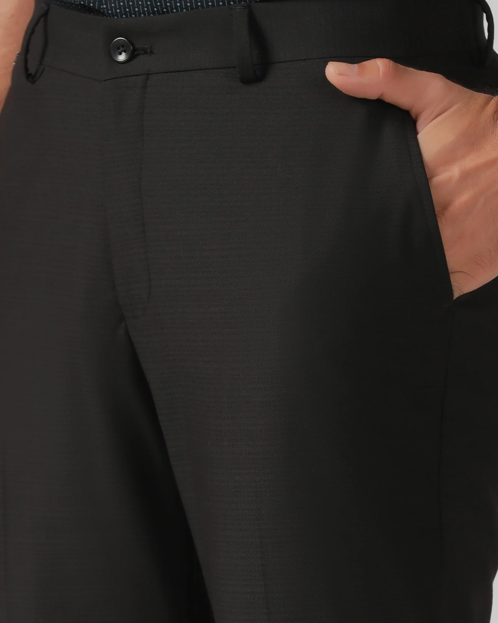 Black Textured Trouser - Black-267 - Image 4