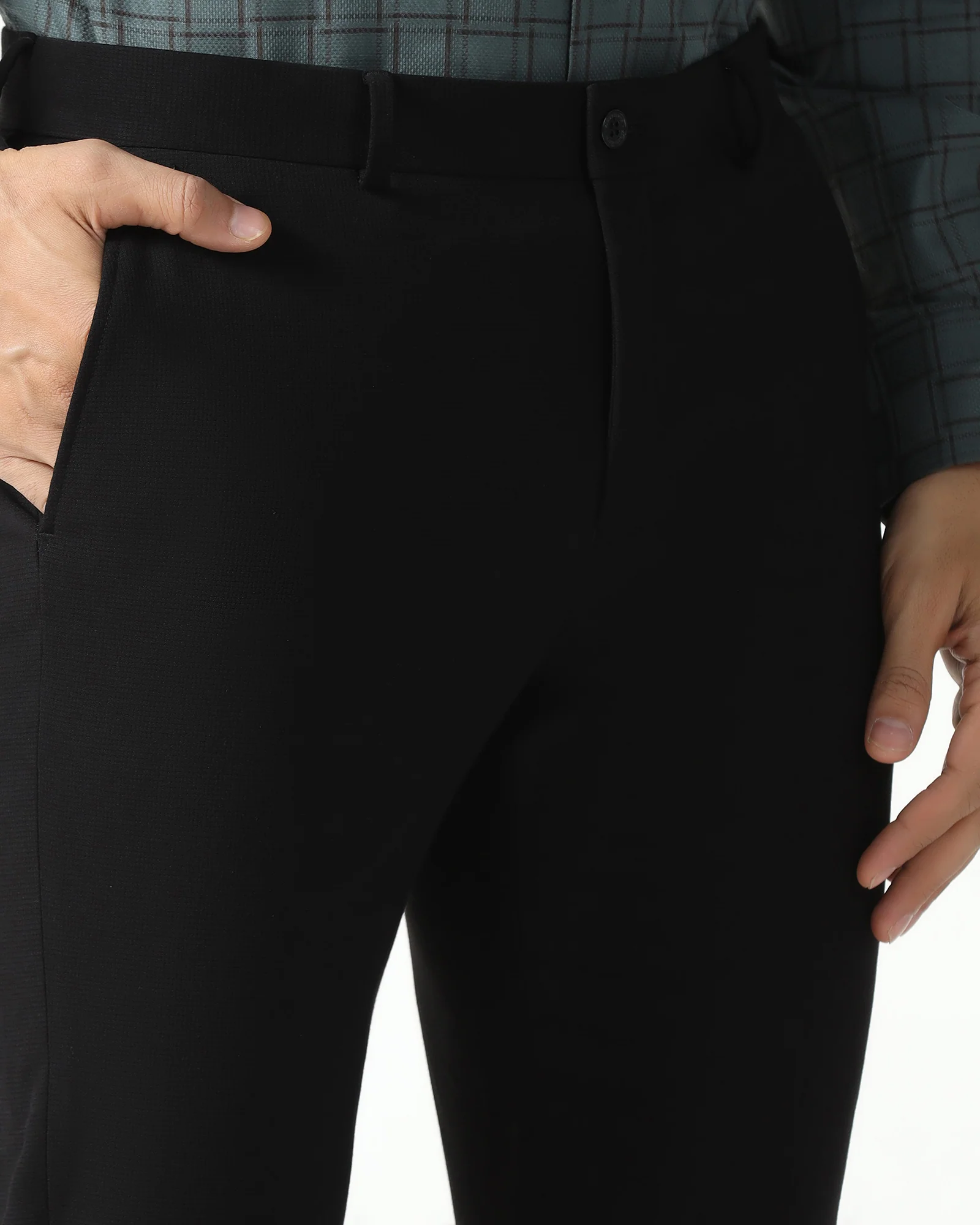 Black Textured Trouser - Black-269 - Image 4