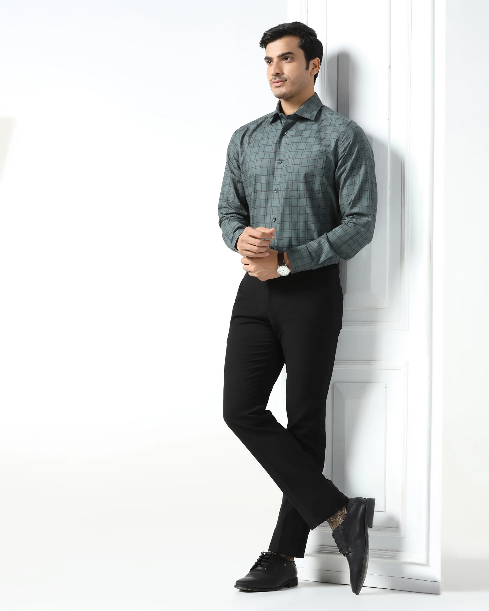 Black Textured Trouser - Black-269 - Image 7