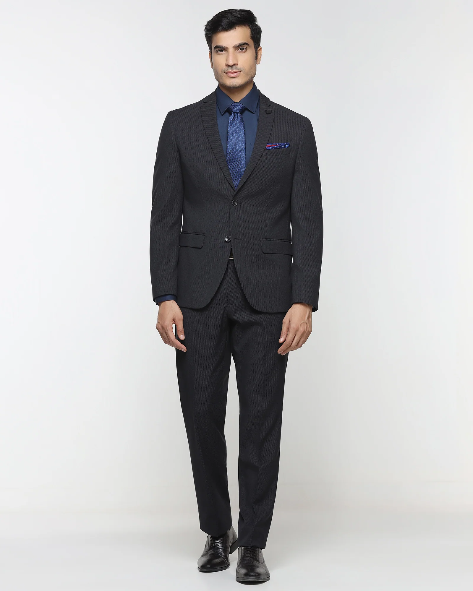 Black Two Piece Textured Suit - Hams - Image 3