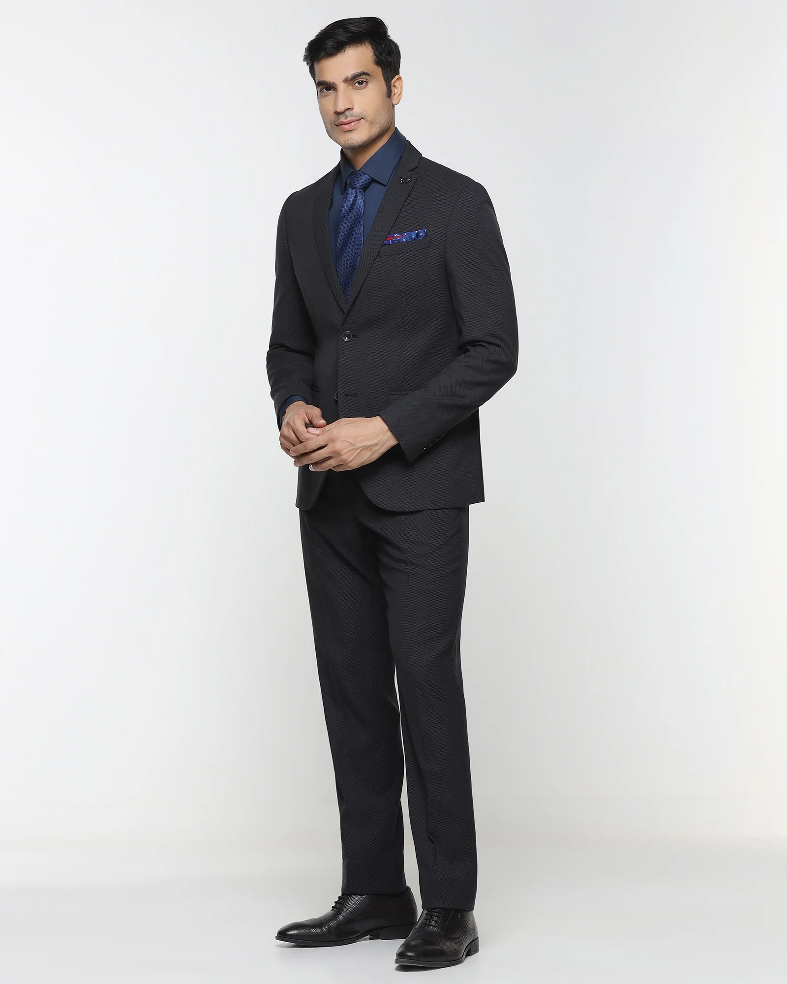 Black Two Piece Textured Suit - Hams - Image 7