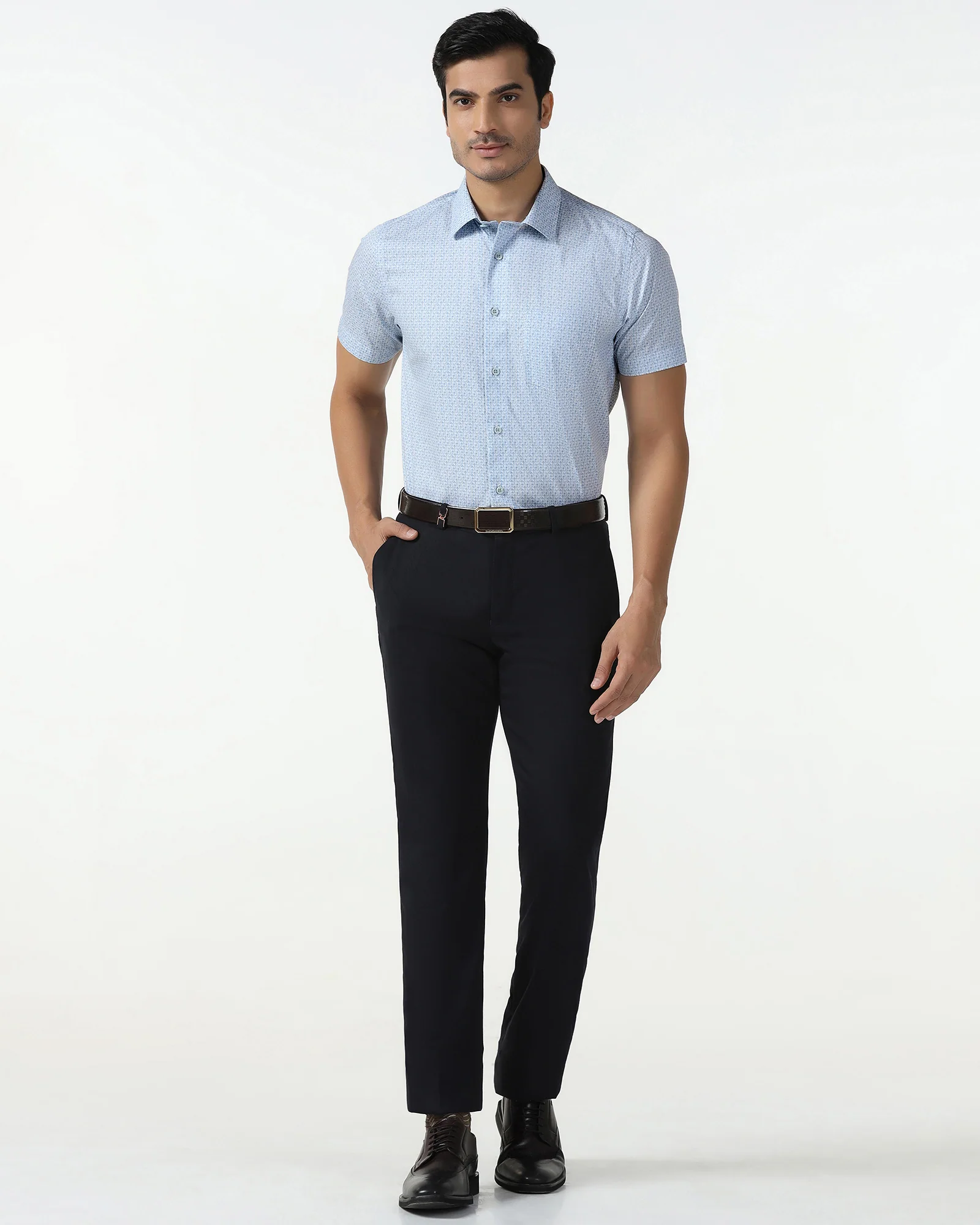 Blue Half Sleeve Printed Shirt - Nicole - Image 3