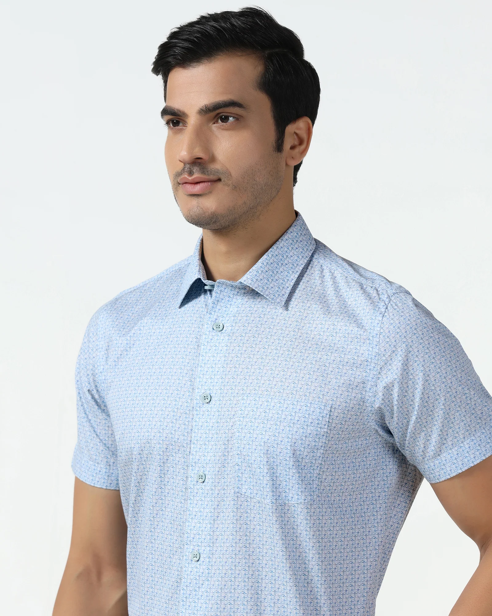Blue Half Sleeve Printed Shirt - Nicole - Image 4