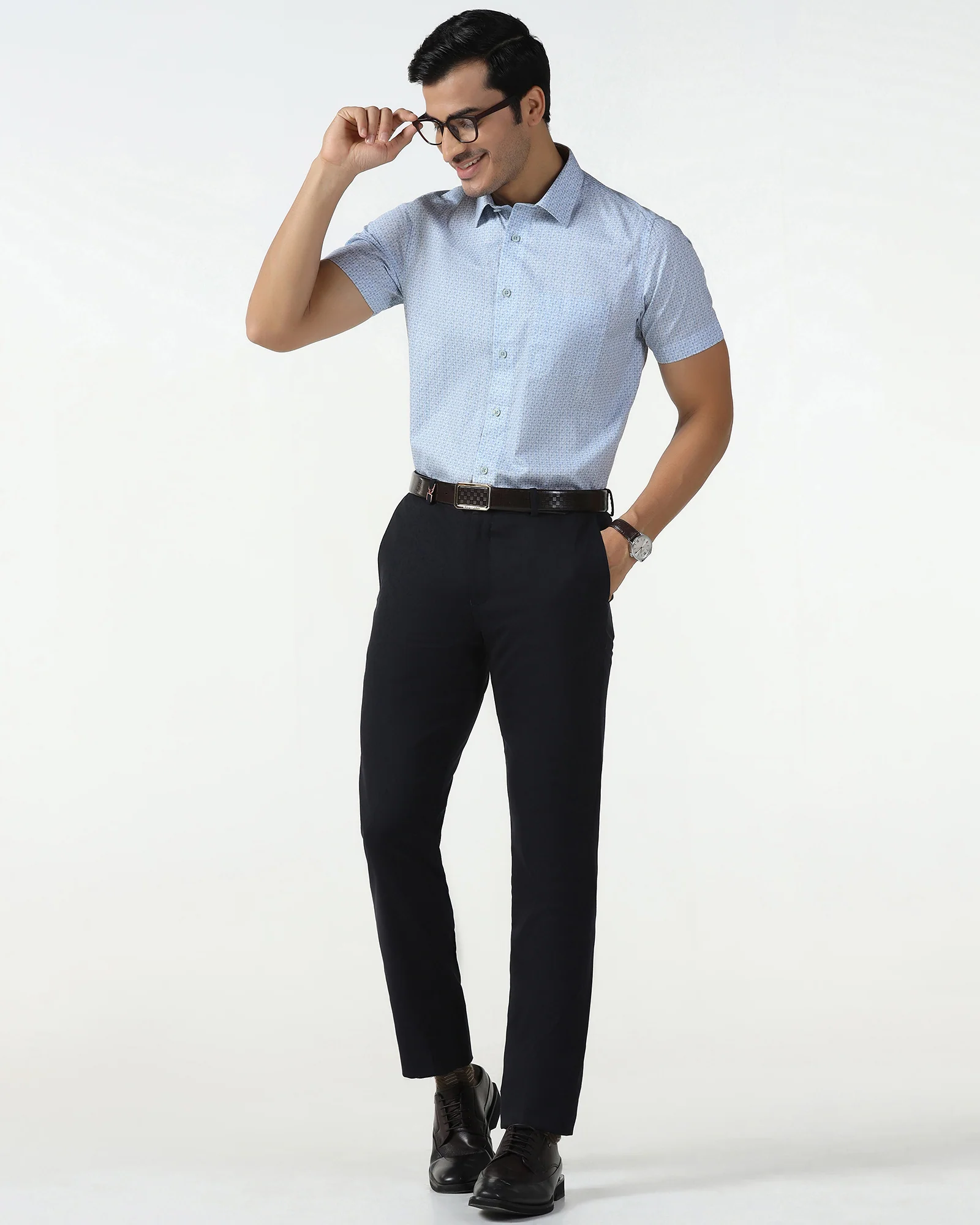Blue Half Sleeve Printed Shirt - Nicole - Image 7