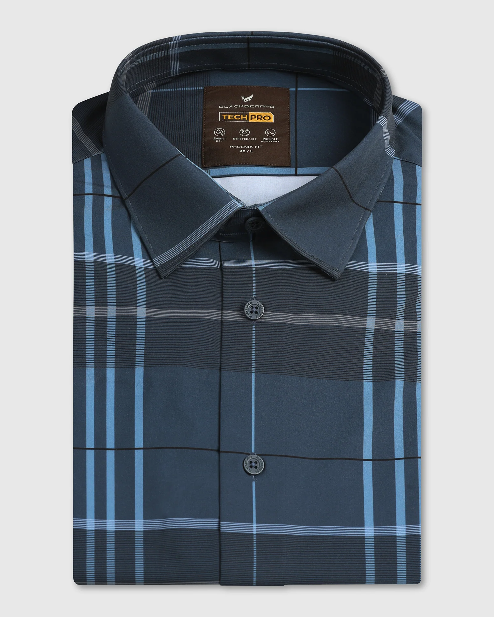 Blue Half Sleeve TechPro Check Shirt - Glen - Image 5