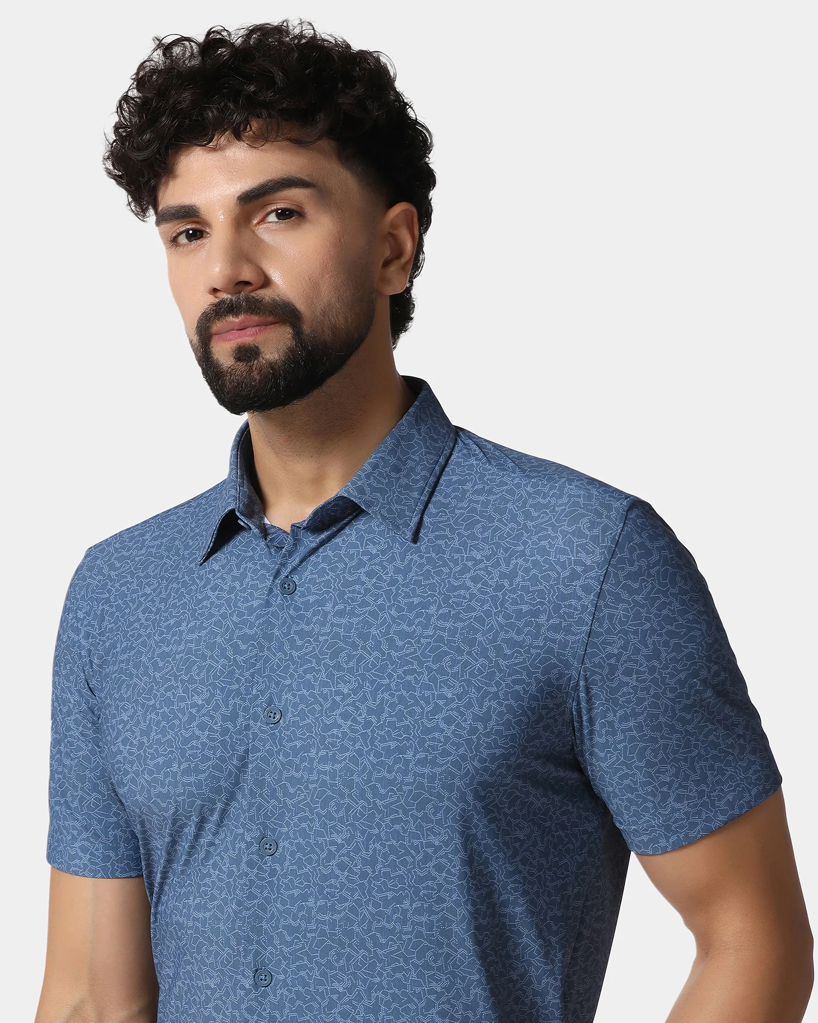 Blue Half Sleeve TechPro Printed Shirt - Ramtilhs - Image 4