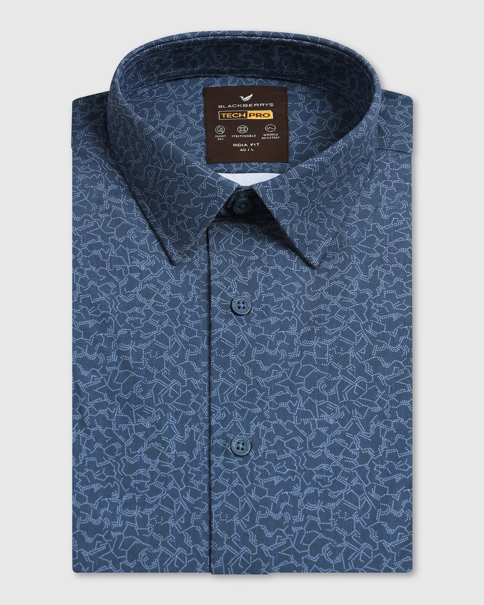 Blue Half Sleeve TechPro Printed Shirt - Ramtilhs - Image 5