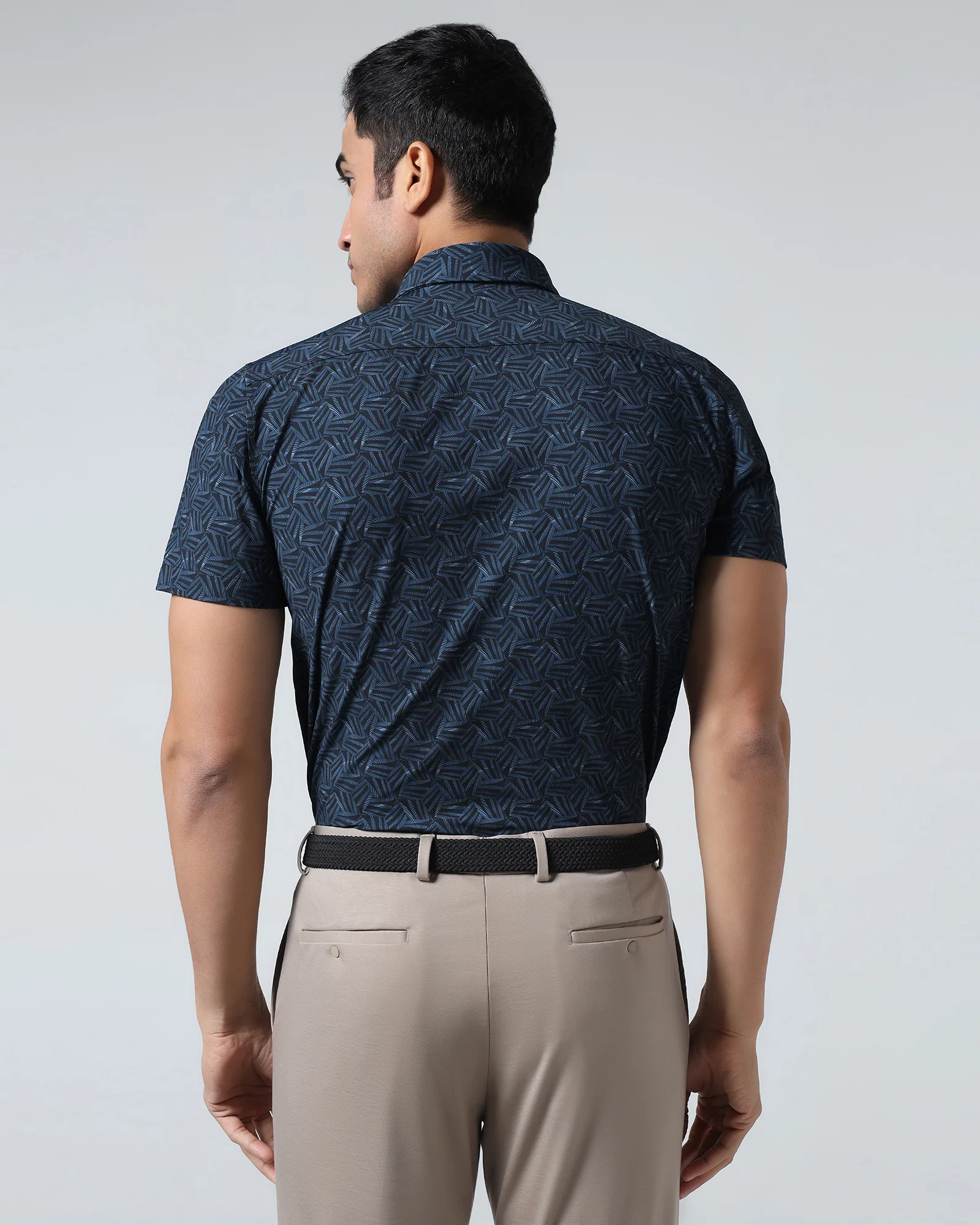 Blue Half Sleeve TechPro Printed Shirt - Reneos - Image 2