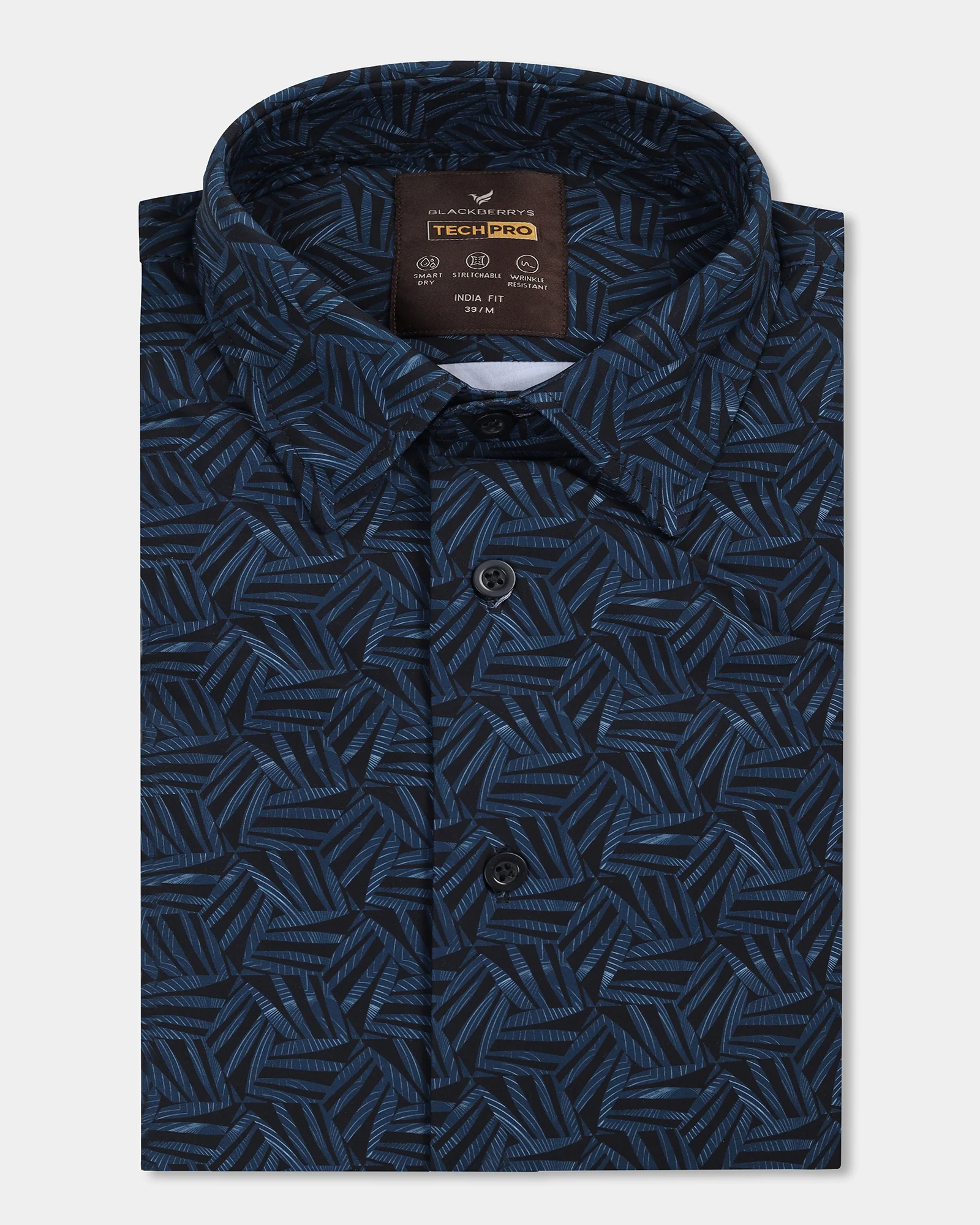 Blue Half Sleeve TechPro Printed Shirt - Reneos - Image 5