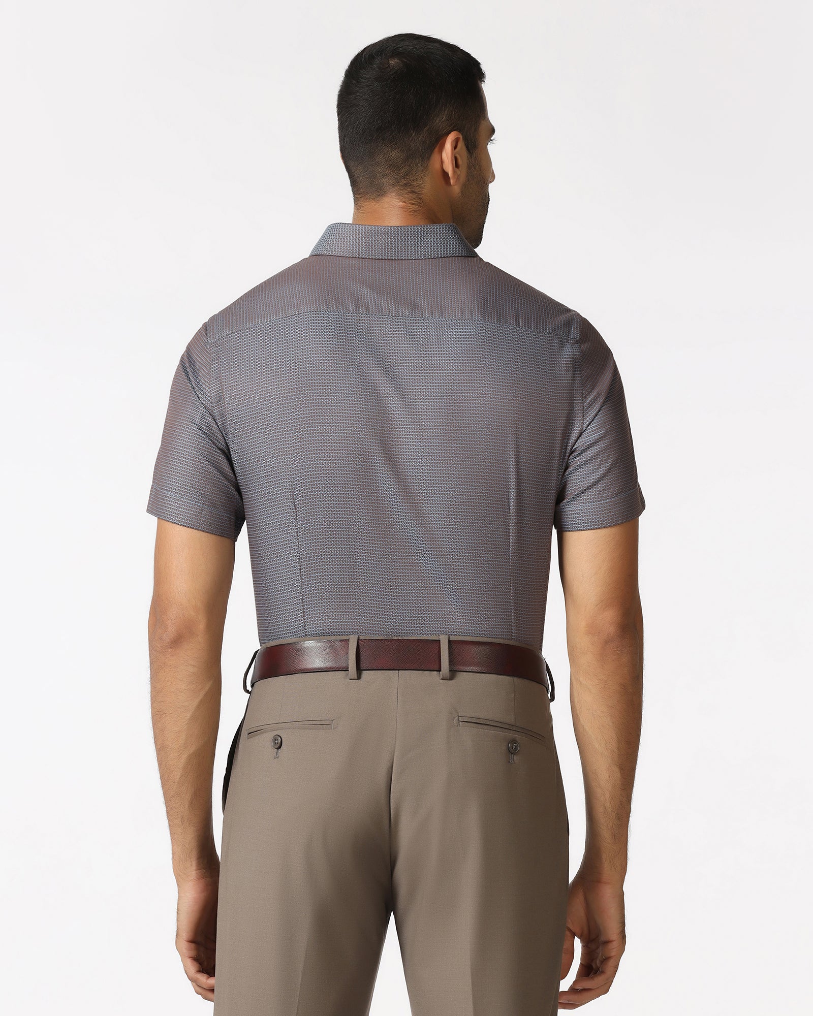 Blue Half Sleeve Textured Shirt - Recite - Image 2