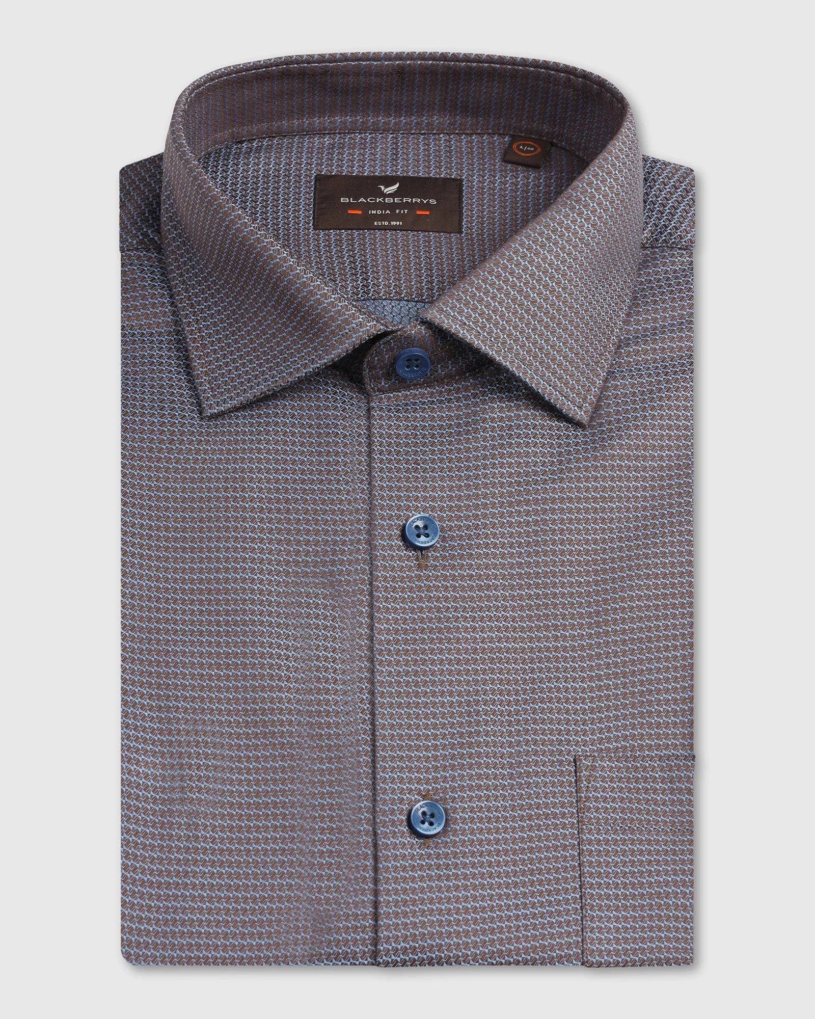 Blue Half Sleeve Textured Shirt - Recite - Image 5