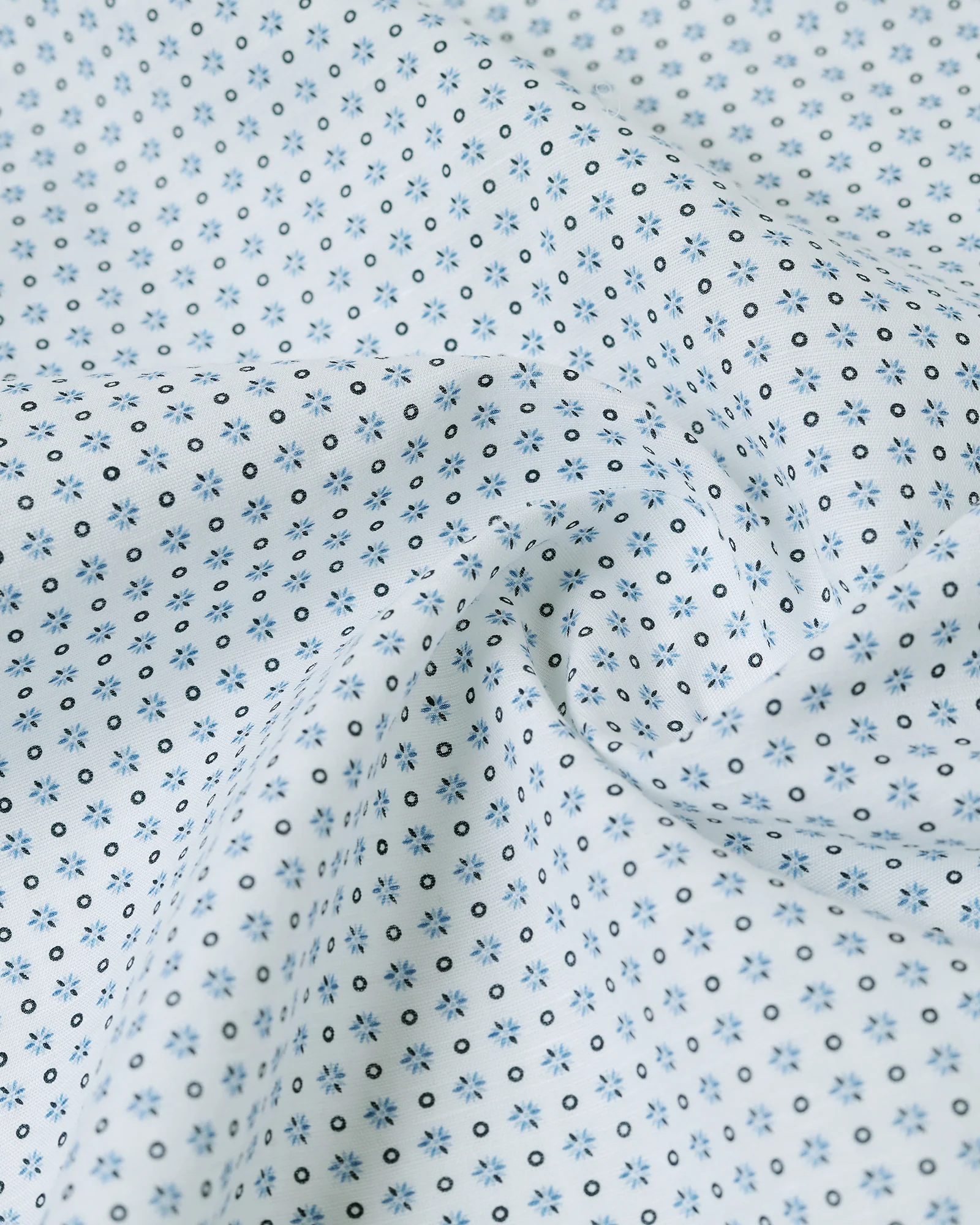 Blue Half Sleeve Linen Printed Shirt - Rogel - Image 6