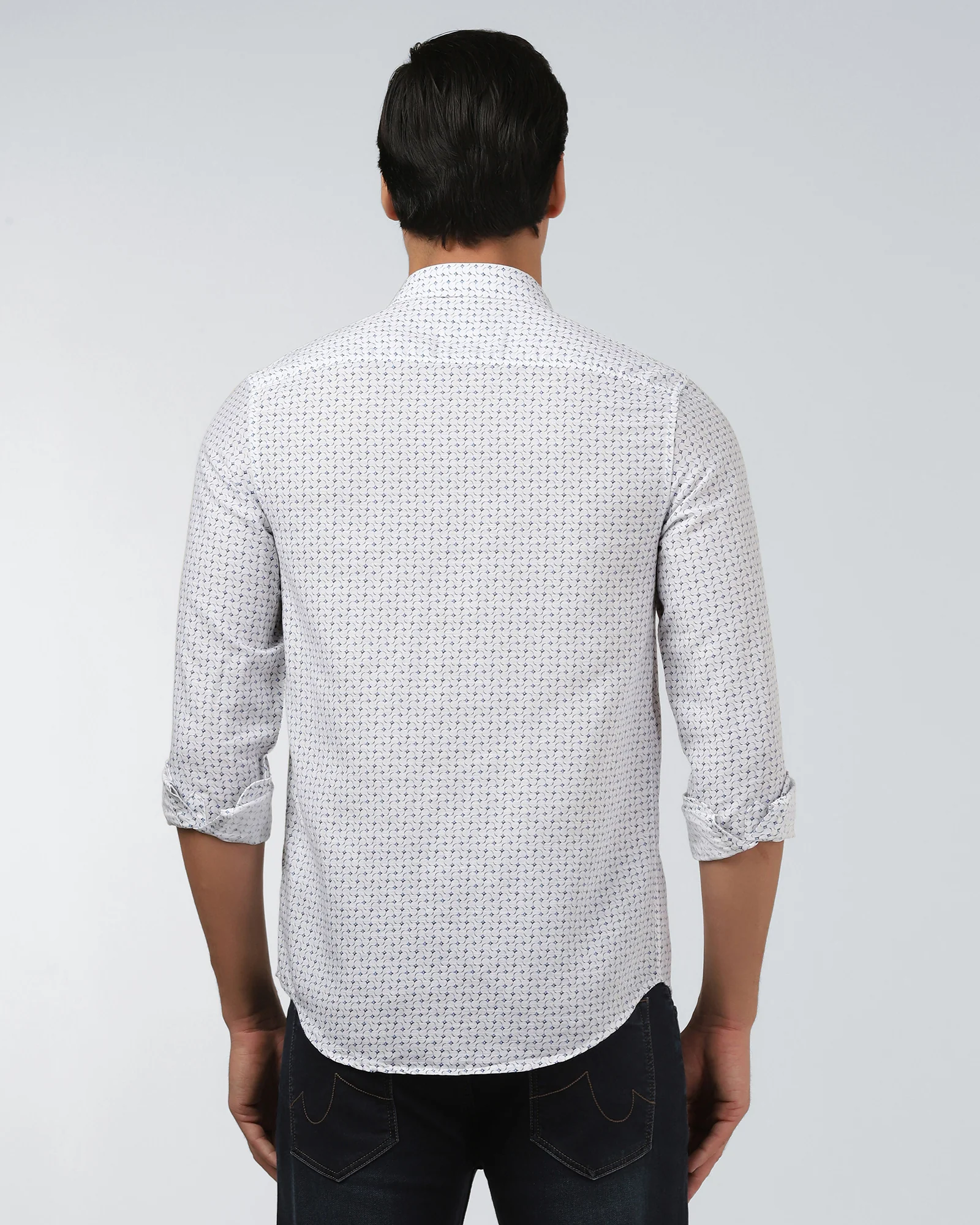 Blue Linen Printed Shirt - Silvano - Image 2